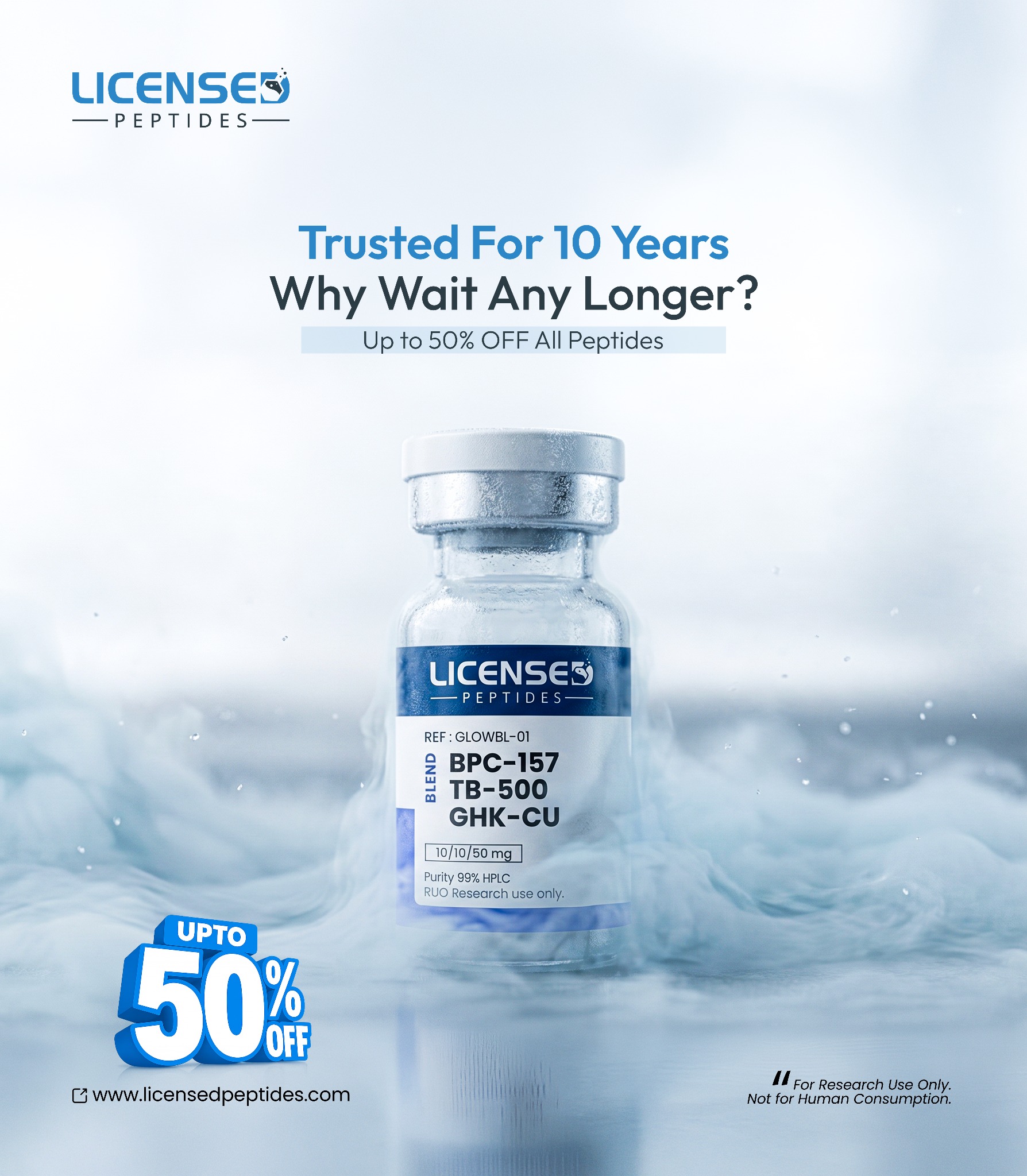 LicensedPeptides.com Facebook ad