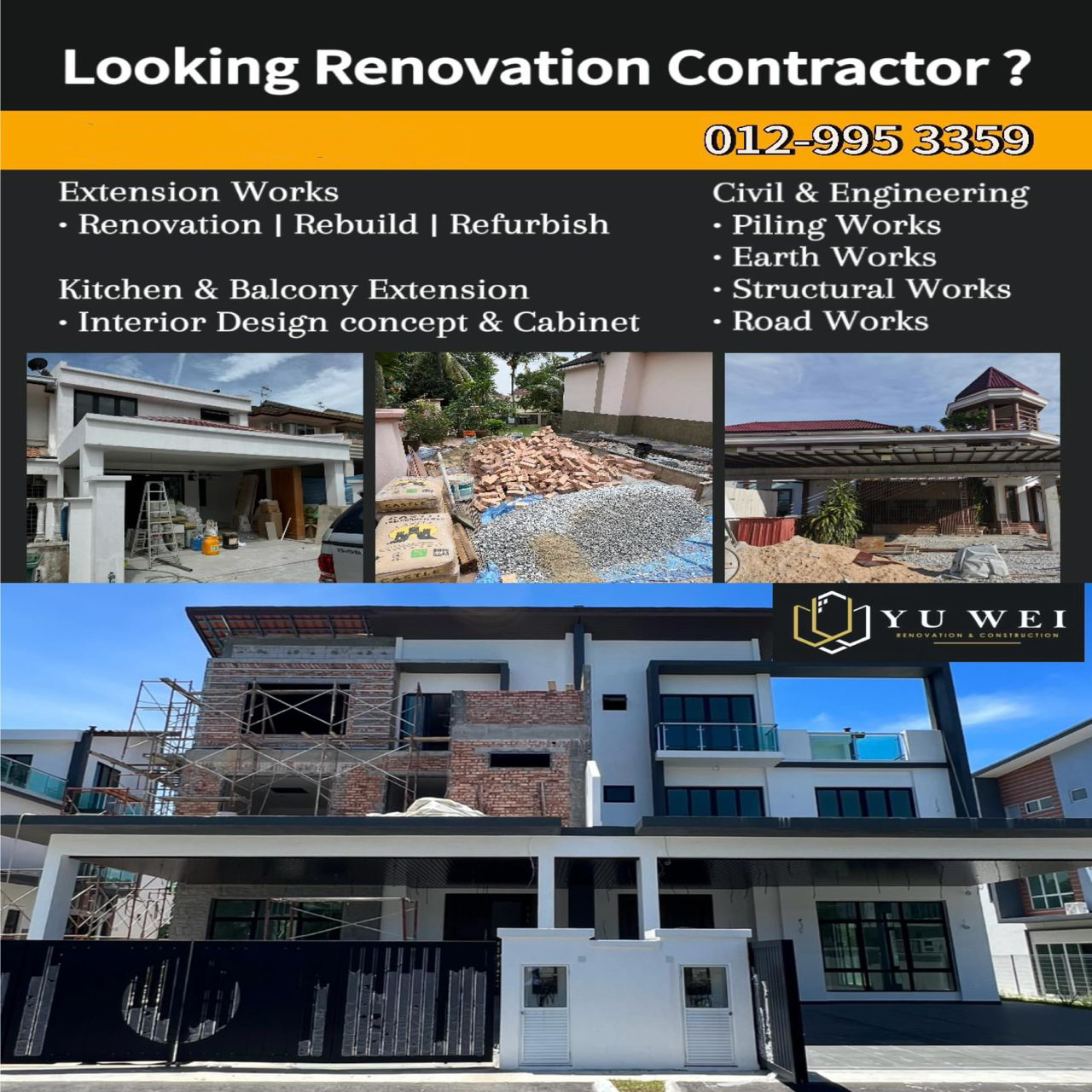 Yu Wei Renovation & Construction Facebook ad: Looking for Renovation Contractor?