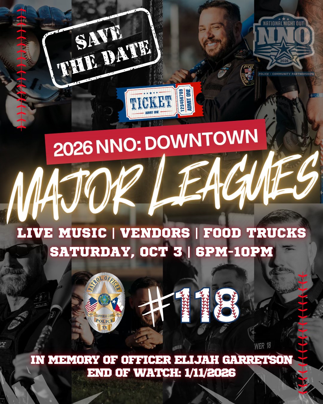 Copperas Cove Police Department Facebook ad: 2026 National Night Out Kick-Off Party: Downtown Major…