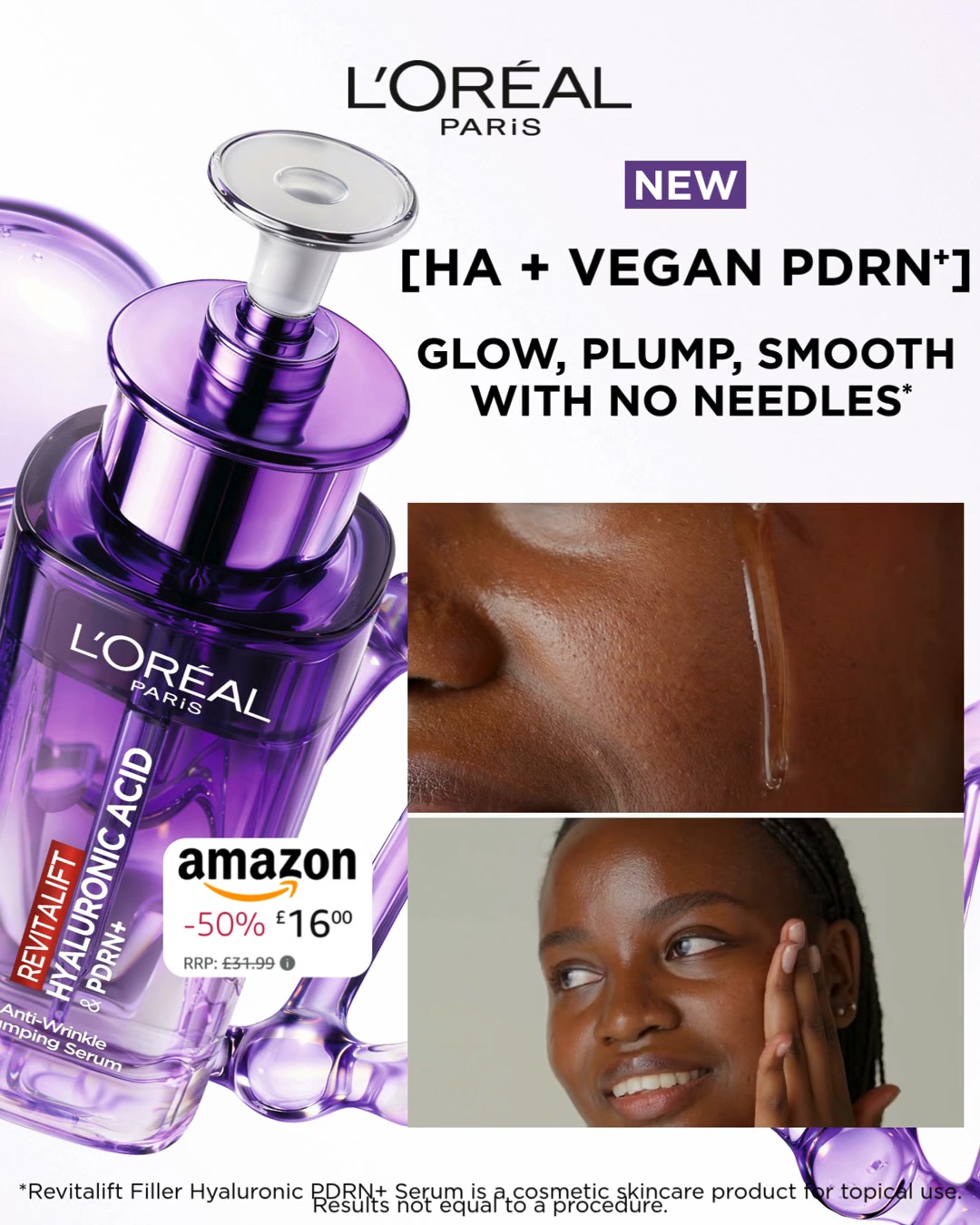L'Oréal Paris Facebook ad: NEW [HA & PDRN+] Serum