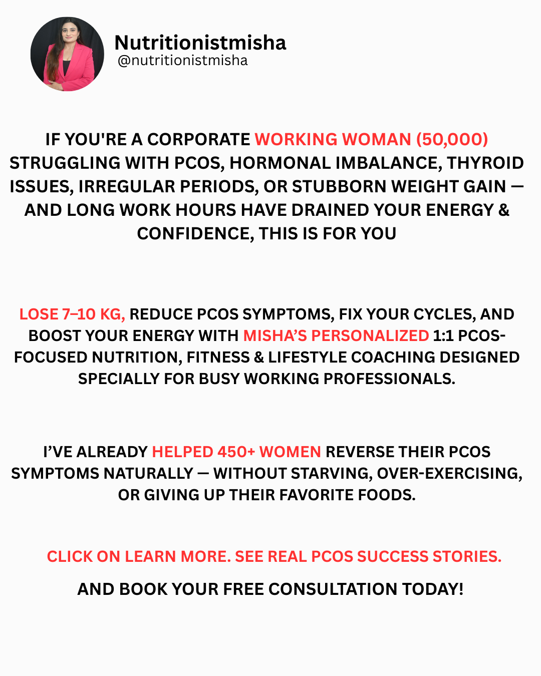 Nutritionist Misha Facebook ad