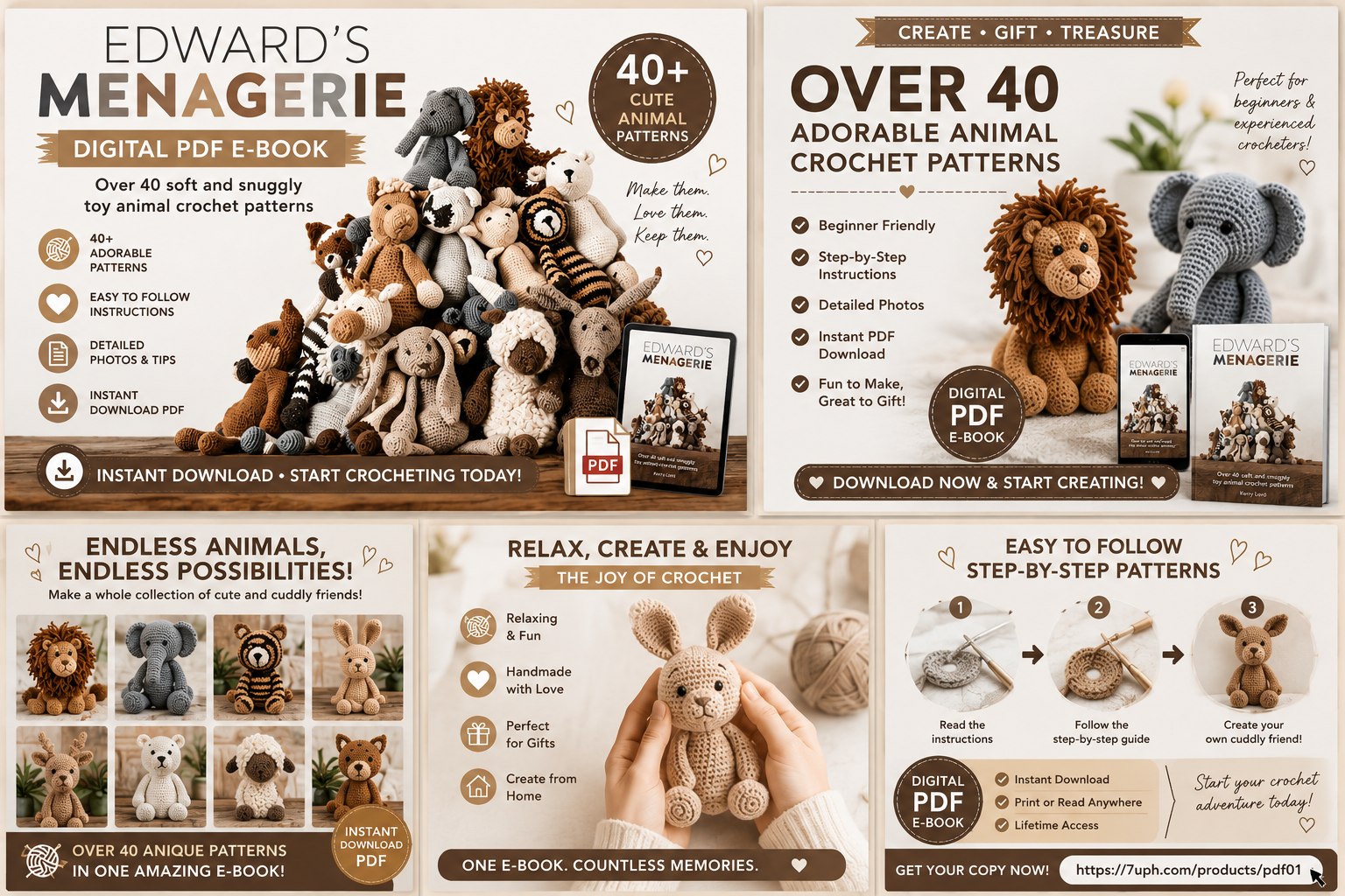 MIUCO Facebook ad: Crochet Your Own Adorable Animal Collection!