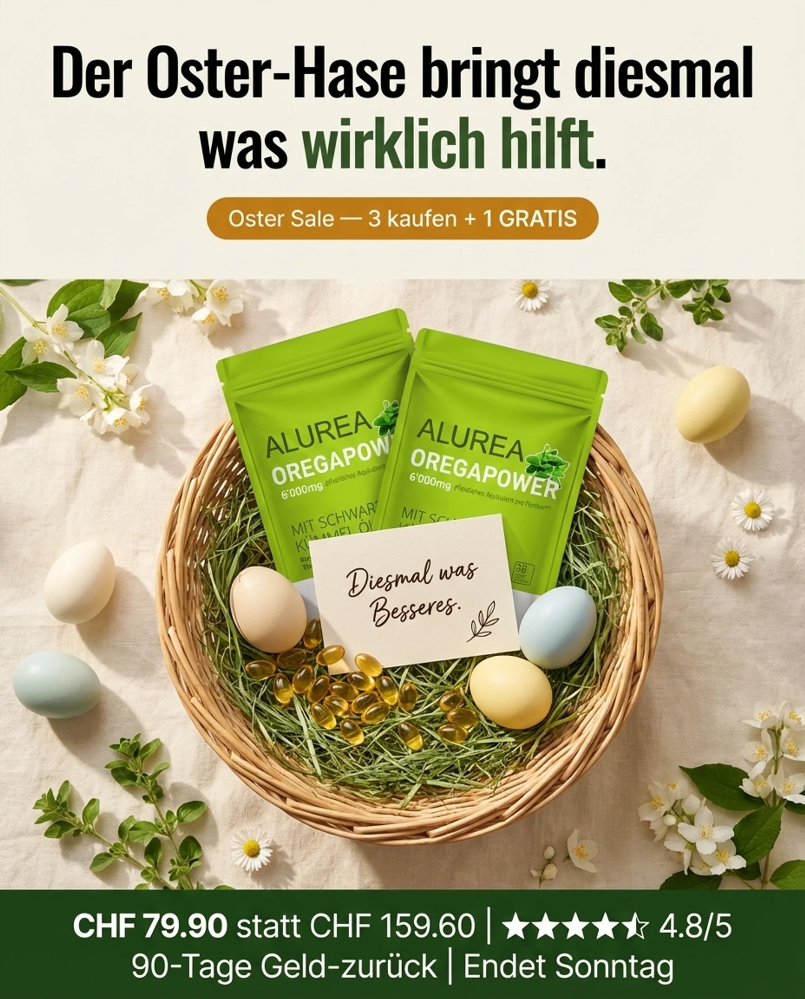 Alurea Facebook ad: Der Oster-Hase bringt diesmal die Lösung.