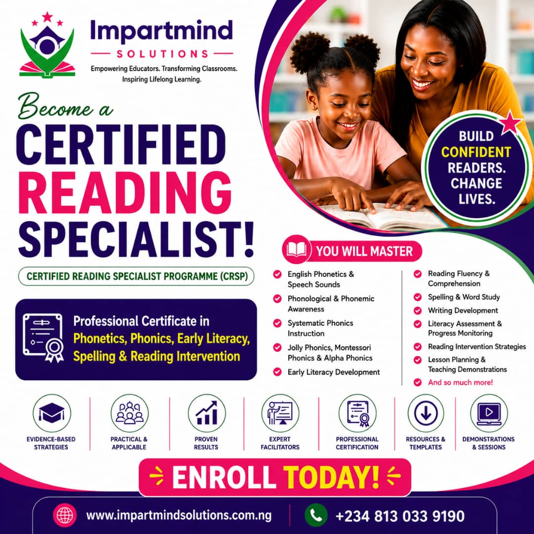 Impartmind Solutions Facebook ad: Become a Certified Reading Specialist!
