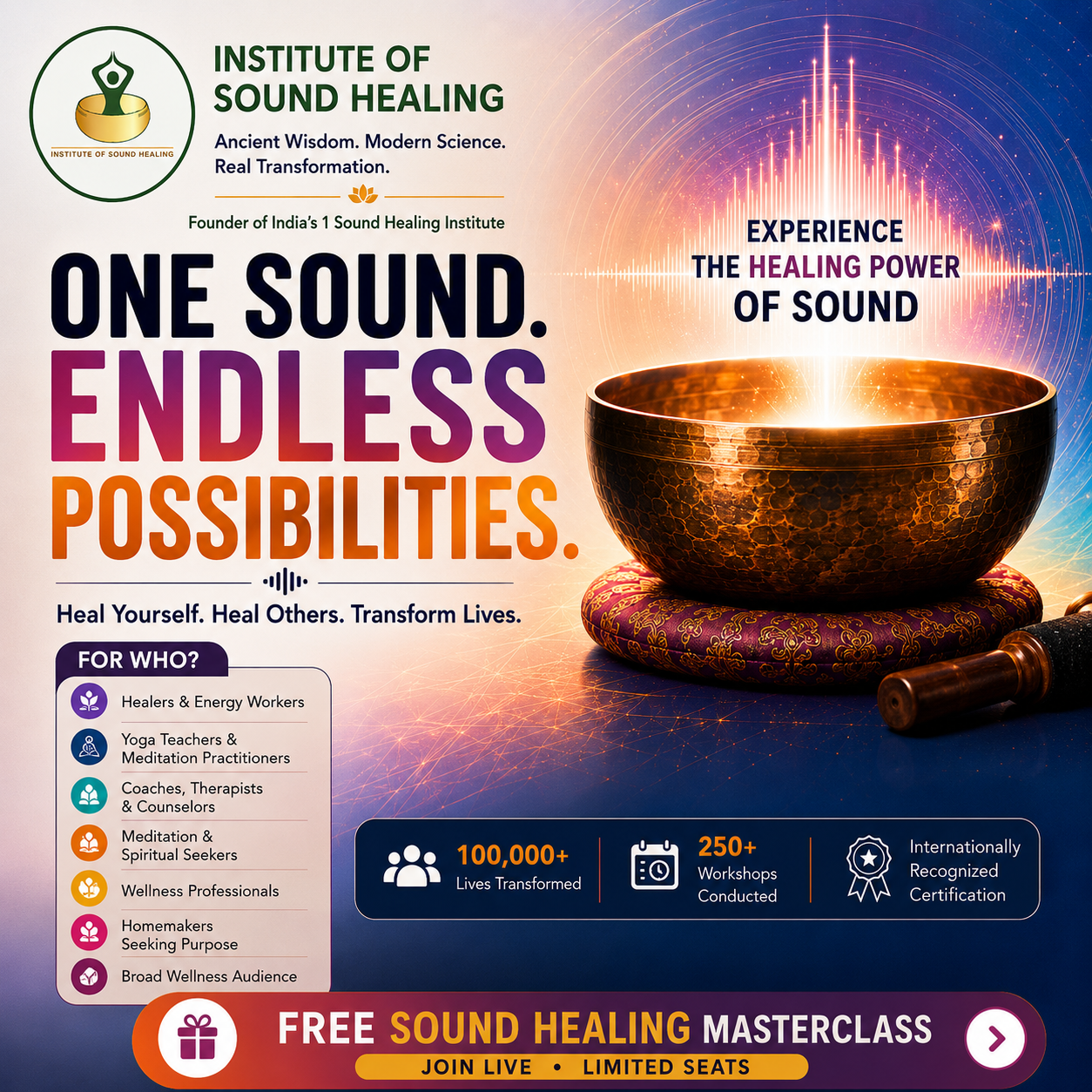 Institute of Sound Healing Training Facebook ad