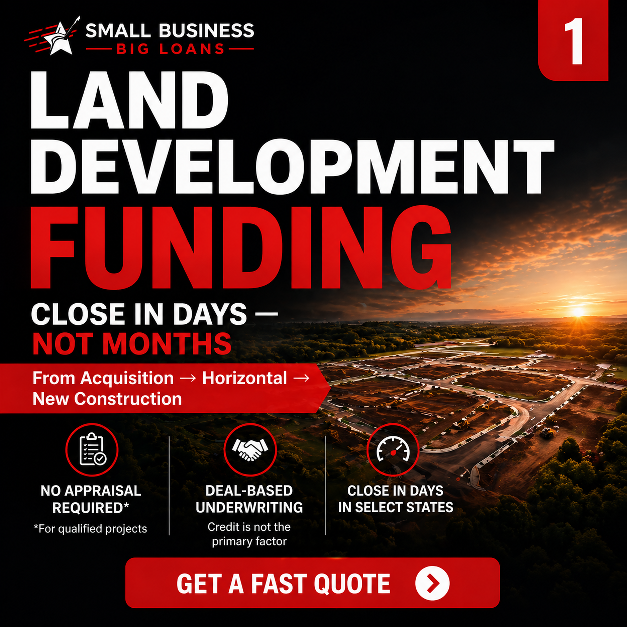 Small Business Big Loans Facebook ad: DEVELOPERS & BUILDERS, NEED FAST FUNDING?