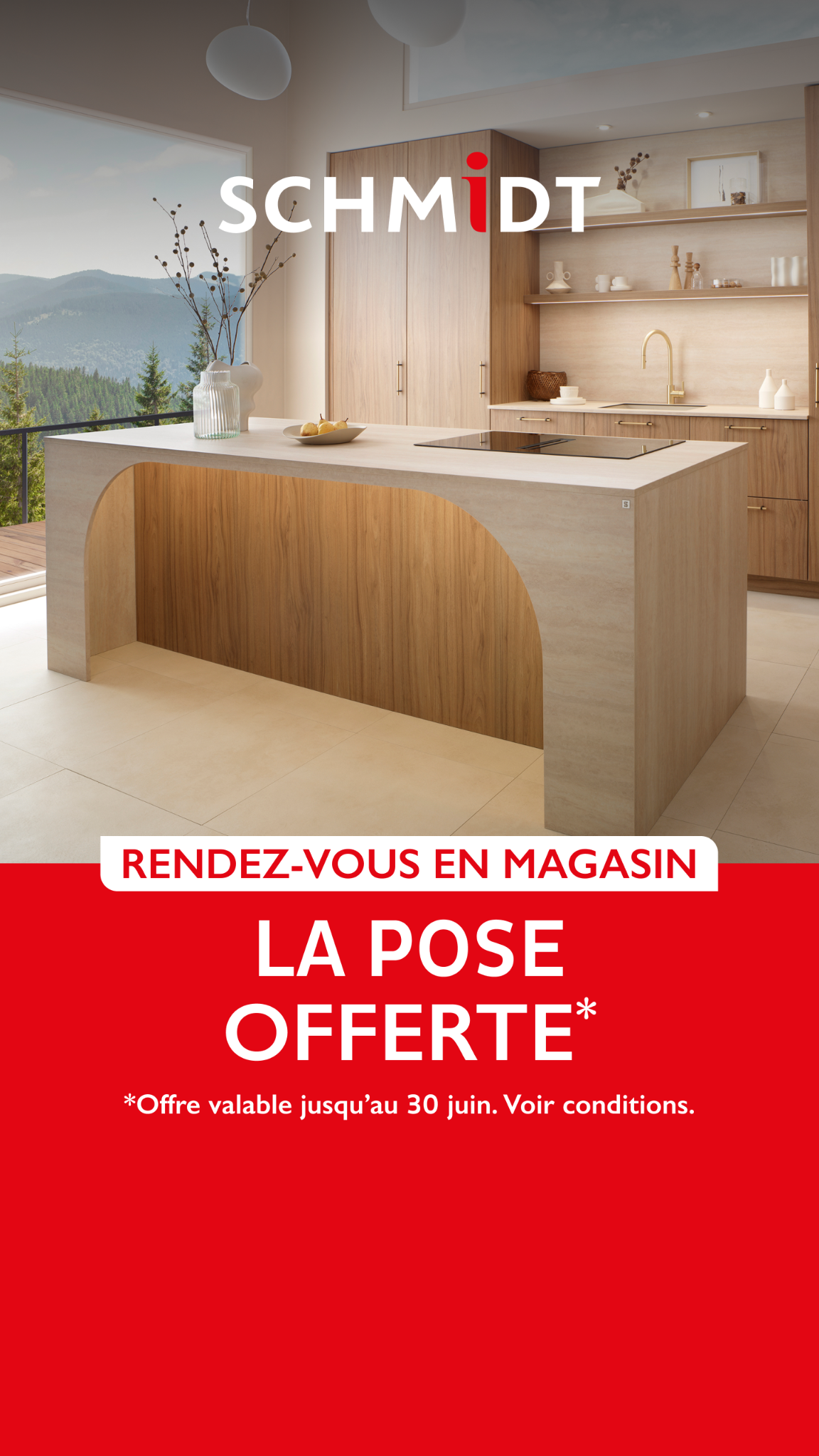Schmidt Facebook ad: Du 1er au 30 juin, la pose est…