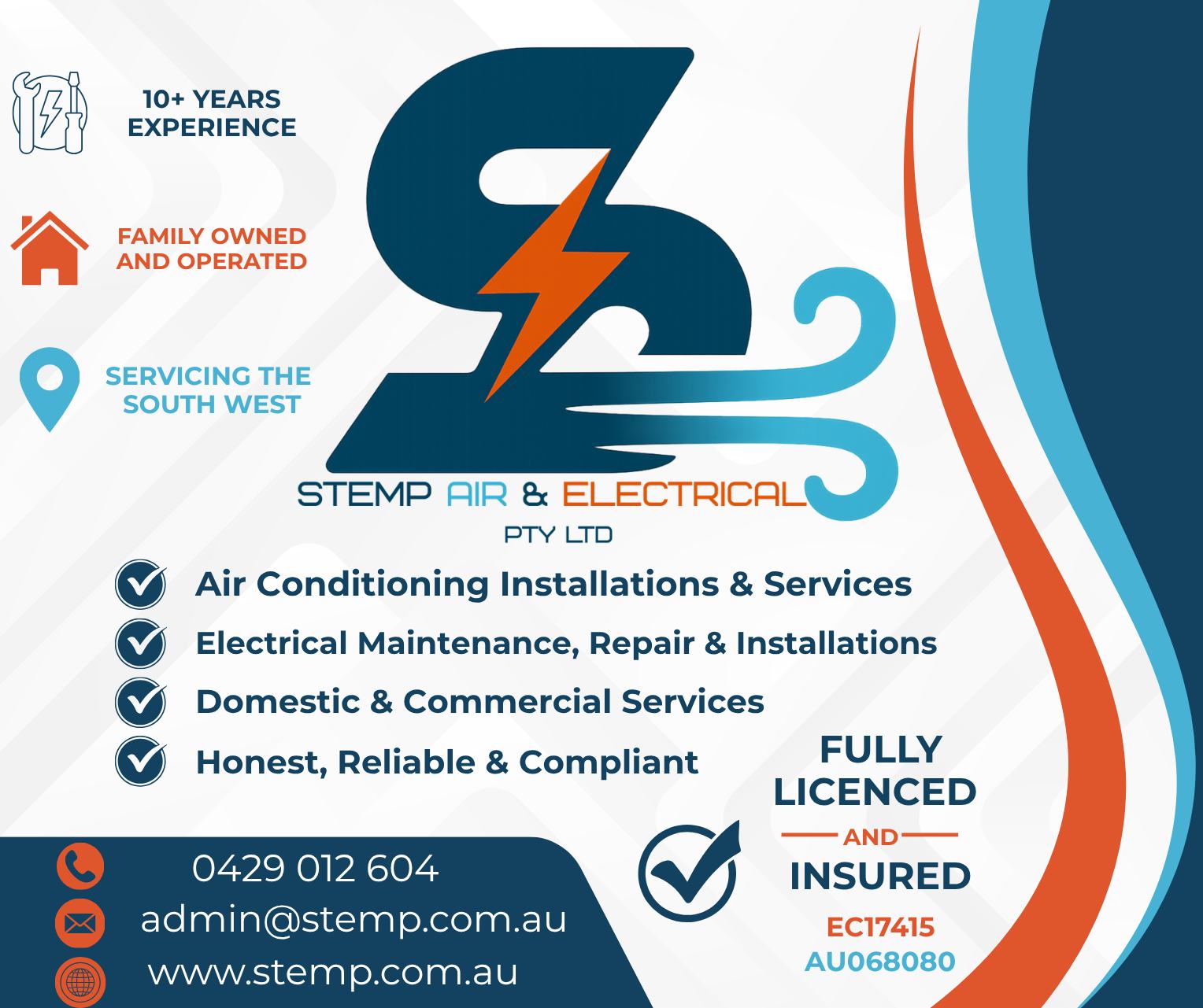 Stemp Air & Electrical Pty Ltd Facebook ad: For all your Electrical and Air Conditioning needs.