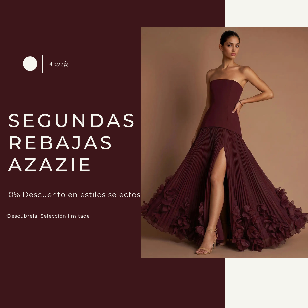 AZAZIE Facebook ad: ¡Segundas Rebajas: 10% dto. en estilos selectos!