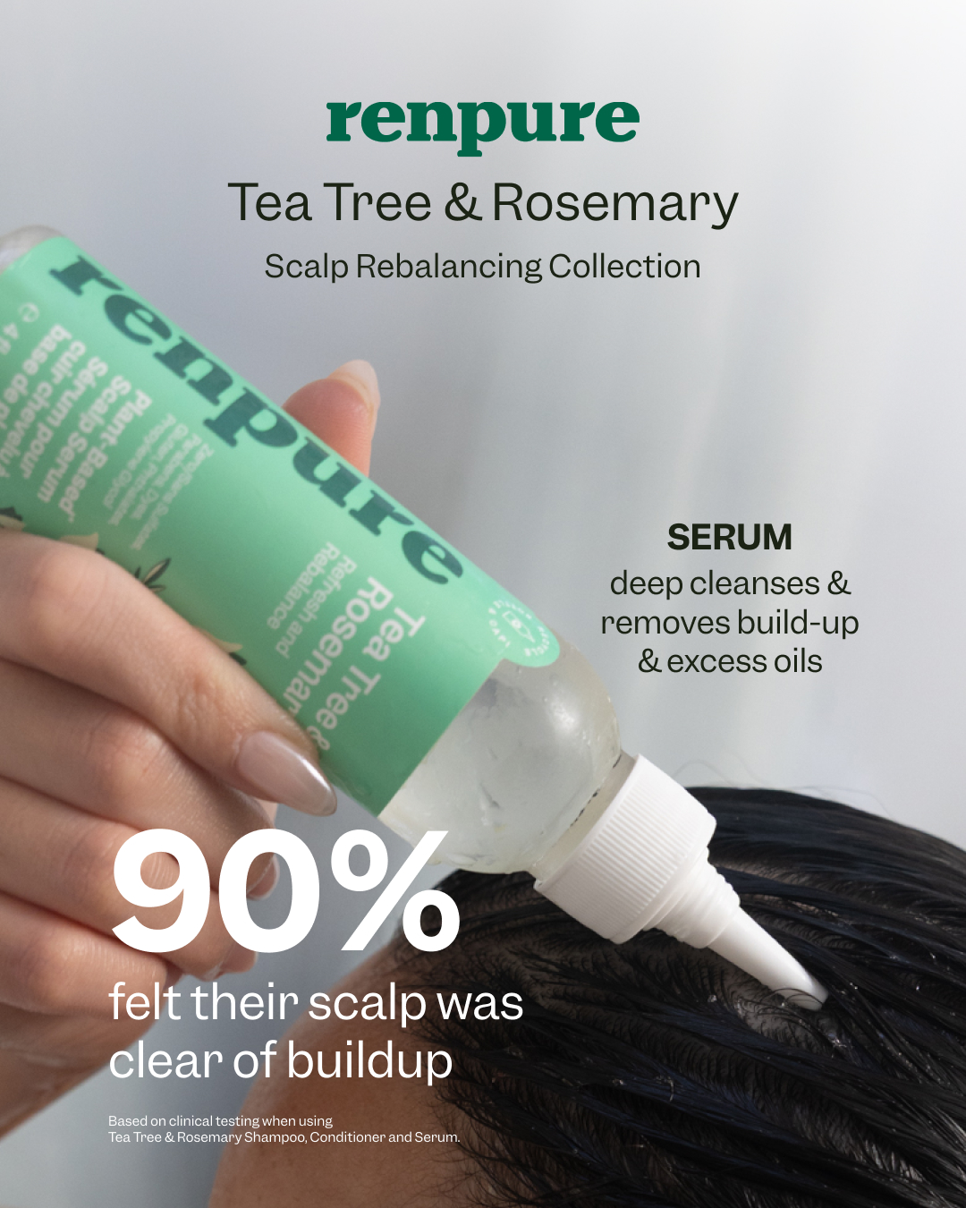 Renpure Facebook ad: Renpure Tea Tree & Rosemary Scalp Serum, Plant-Based…