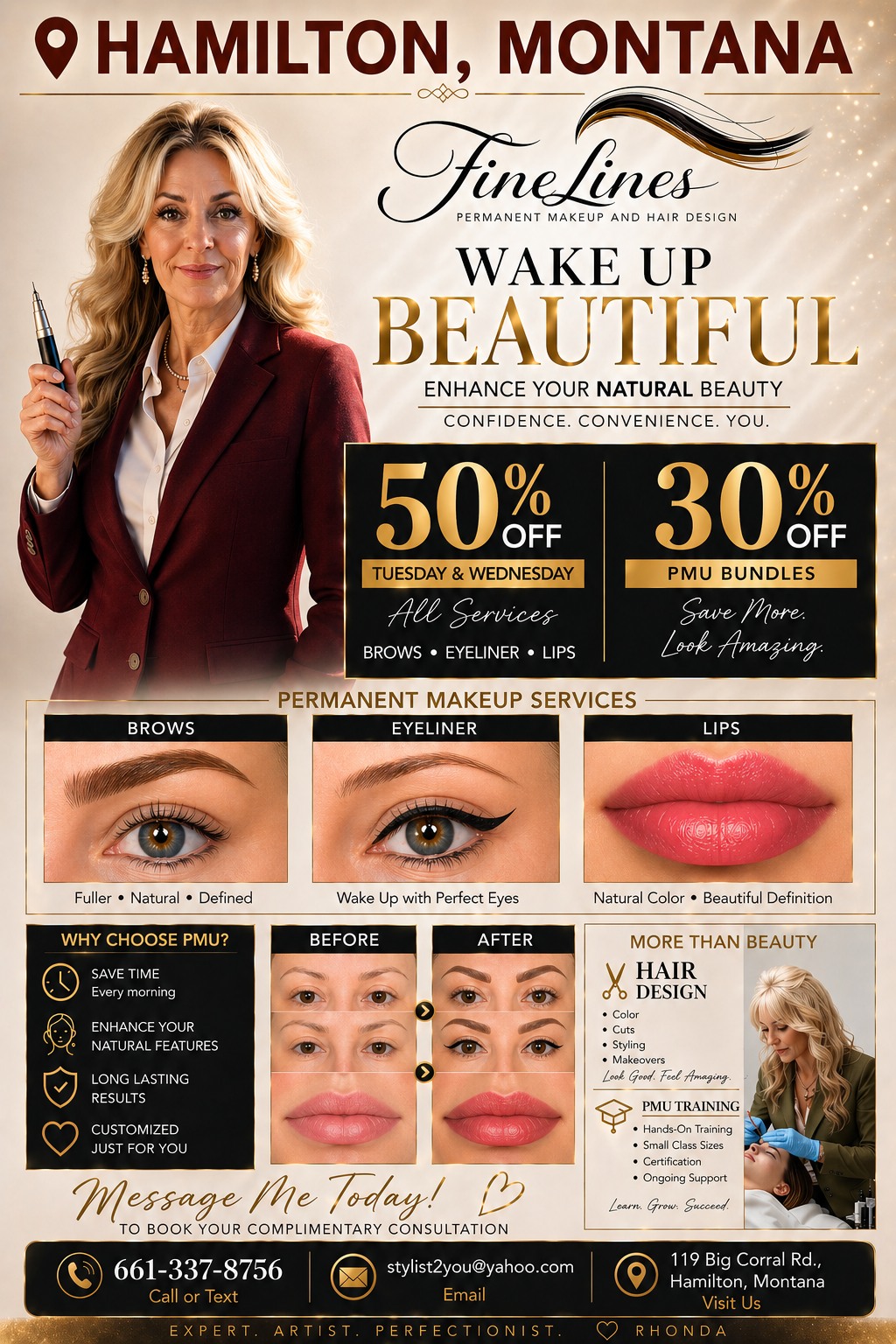 Fine lines & Hair design Facebook ad: Hamilton, Montana