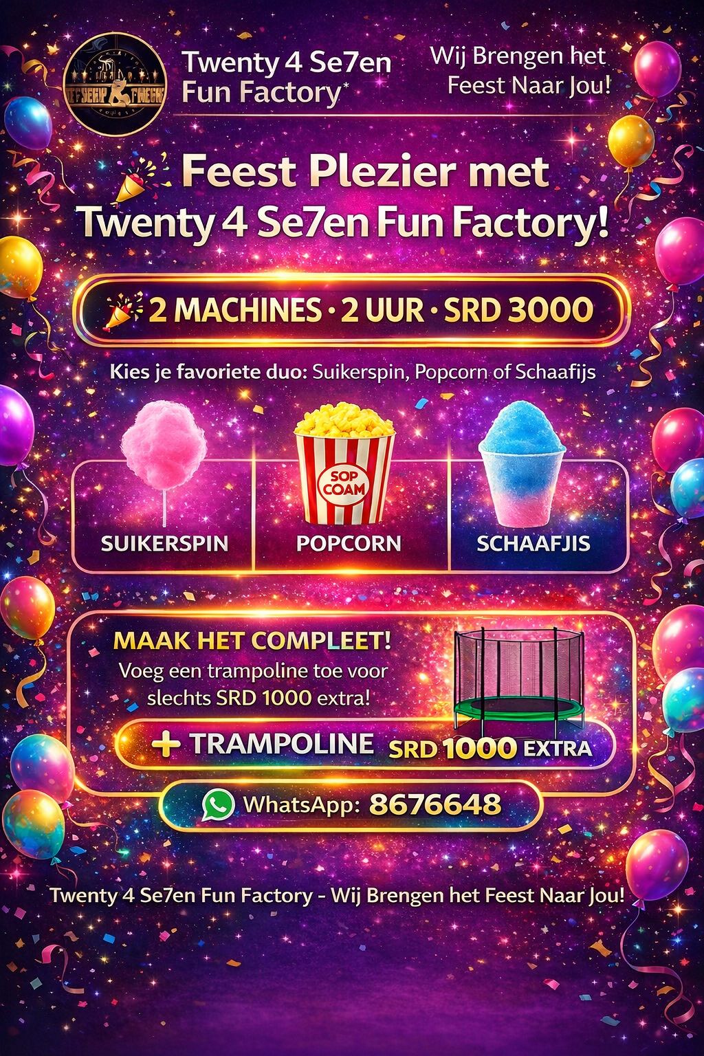 Twenty 4 Se7en E-Shop & More Facebook ad: Op zoek naar leuke attracties voor een kinderfeest…