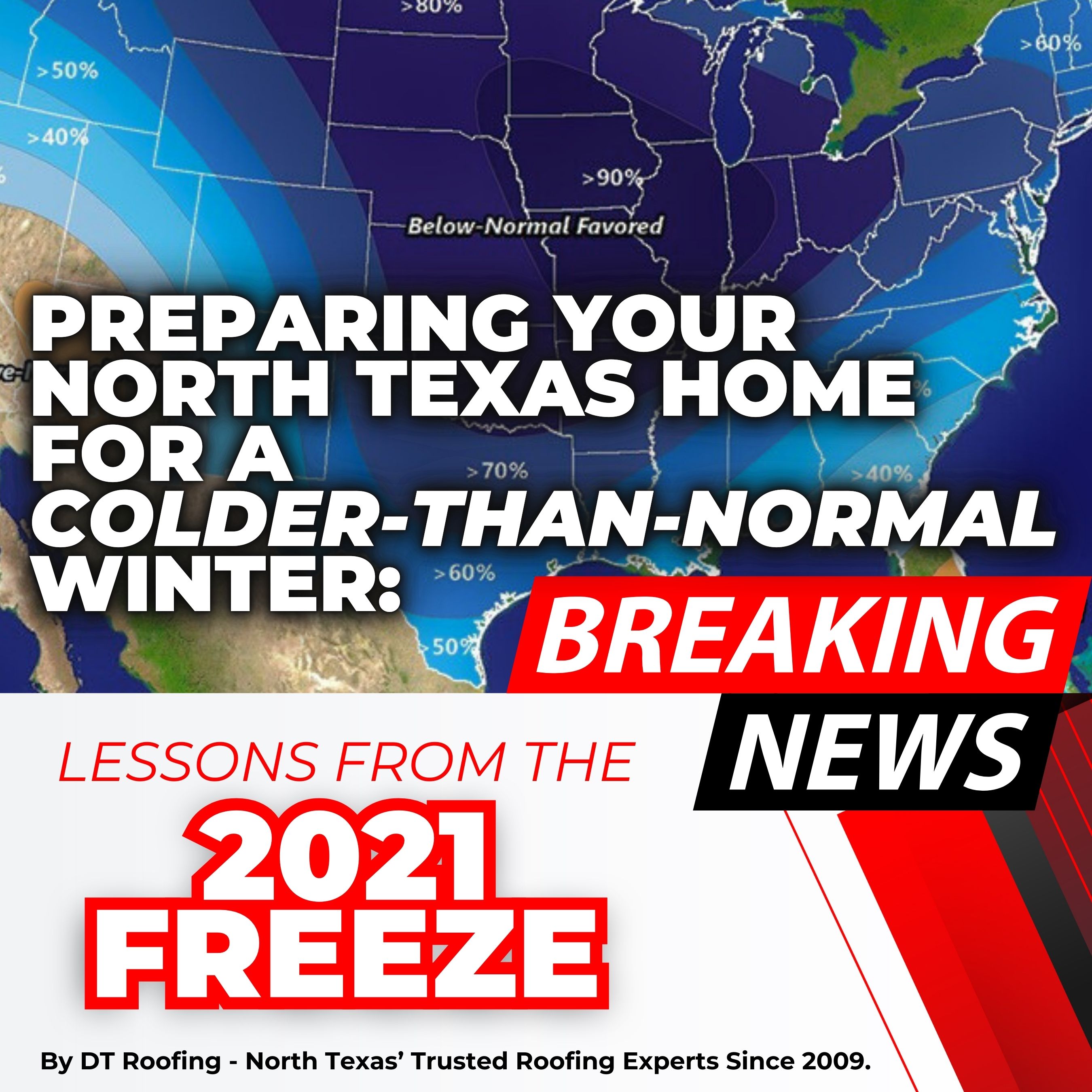 DT Roofing Facebook ad: Prepare Your North Texas Home for a Colder-Than-Usual…