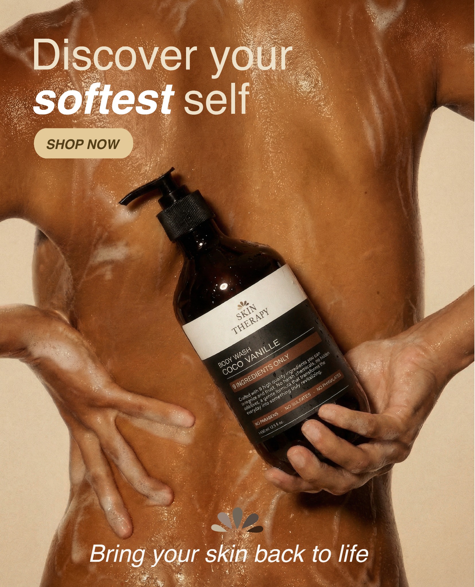 Skin Therapy Facebook ad: Clean body wash that actually works, 9 ingredients, zero…