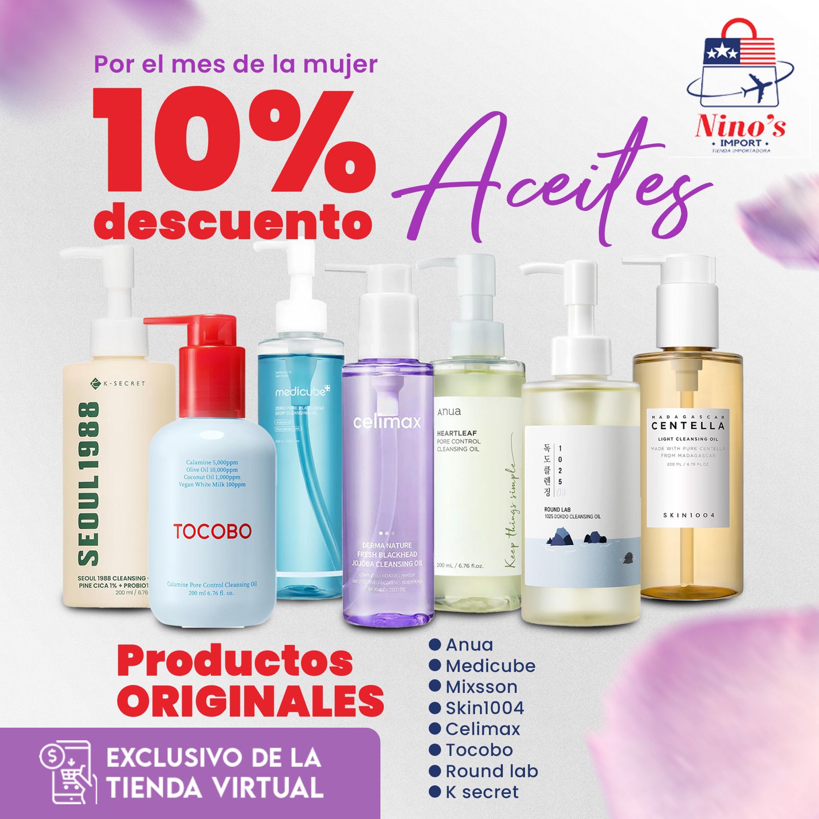 Nino's Import Facebook ad: Mes de la Mujer = Piel Radiante
