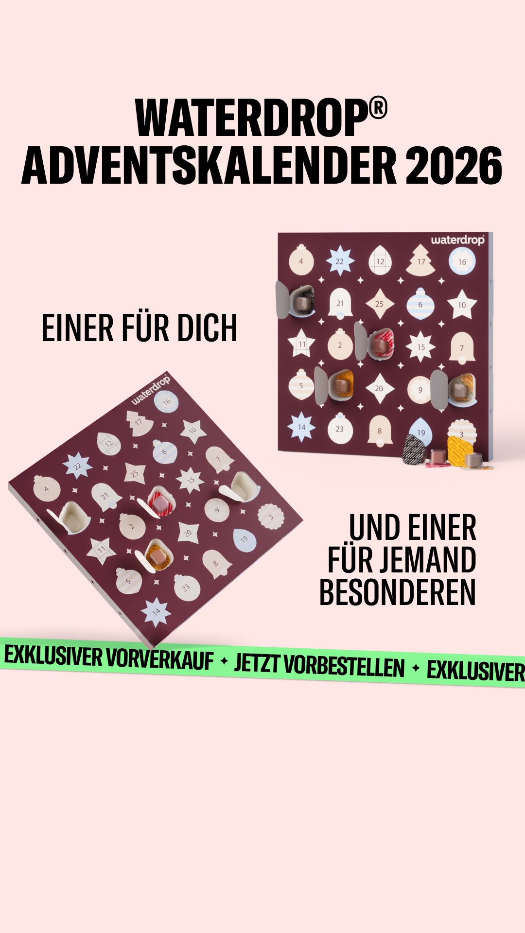 waterdrop Facebook ad: Einer für dich, einer für jemand anderen.