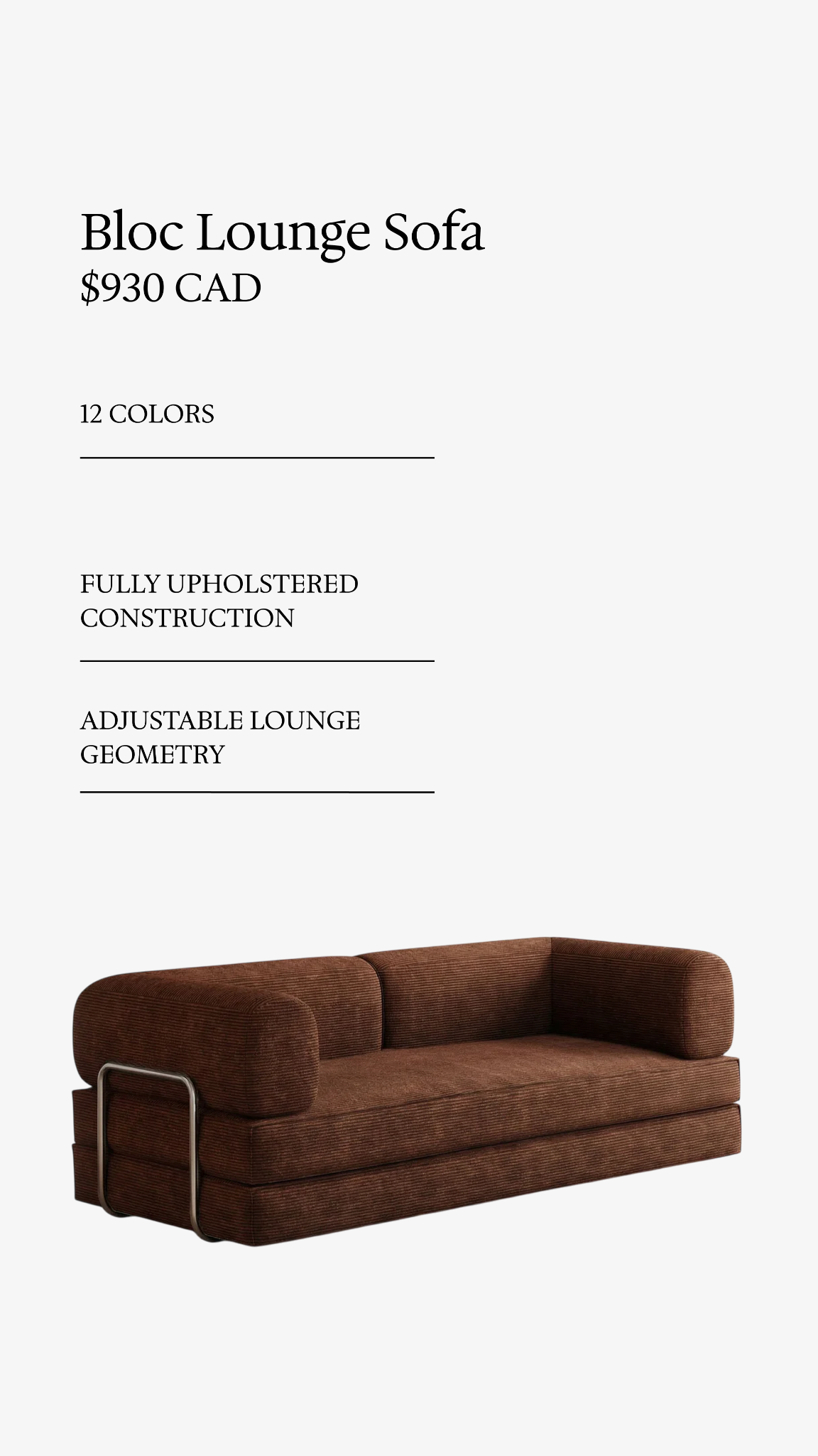 The Essential Facebook ad: Bloc Lounge Sofa