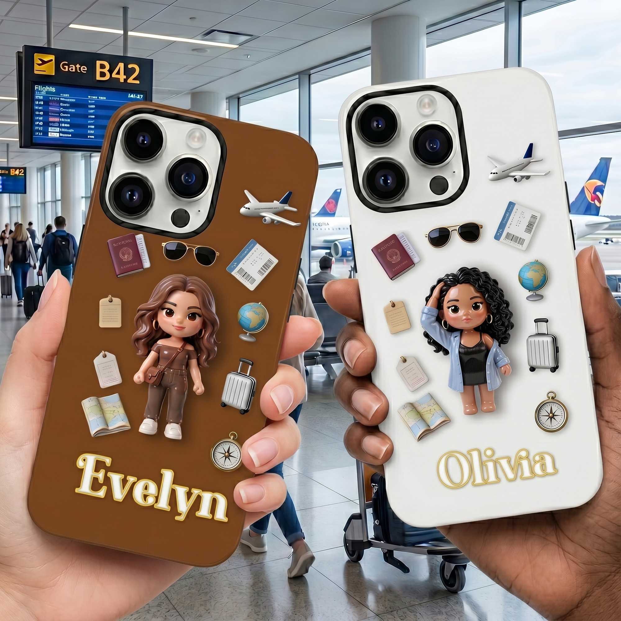 Få Namnhalsband Facebook ad: Personligt foto 3D-tecknad figur fulltryck mobilskal med…
