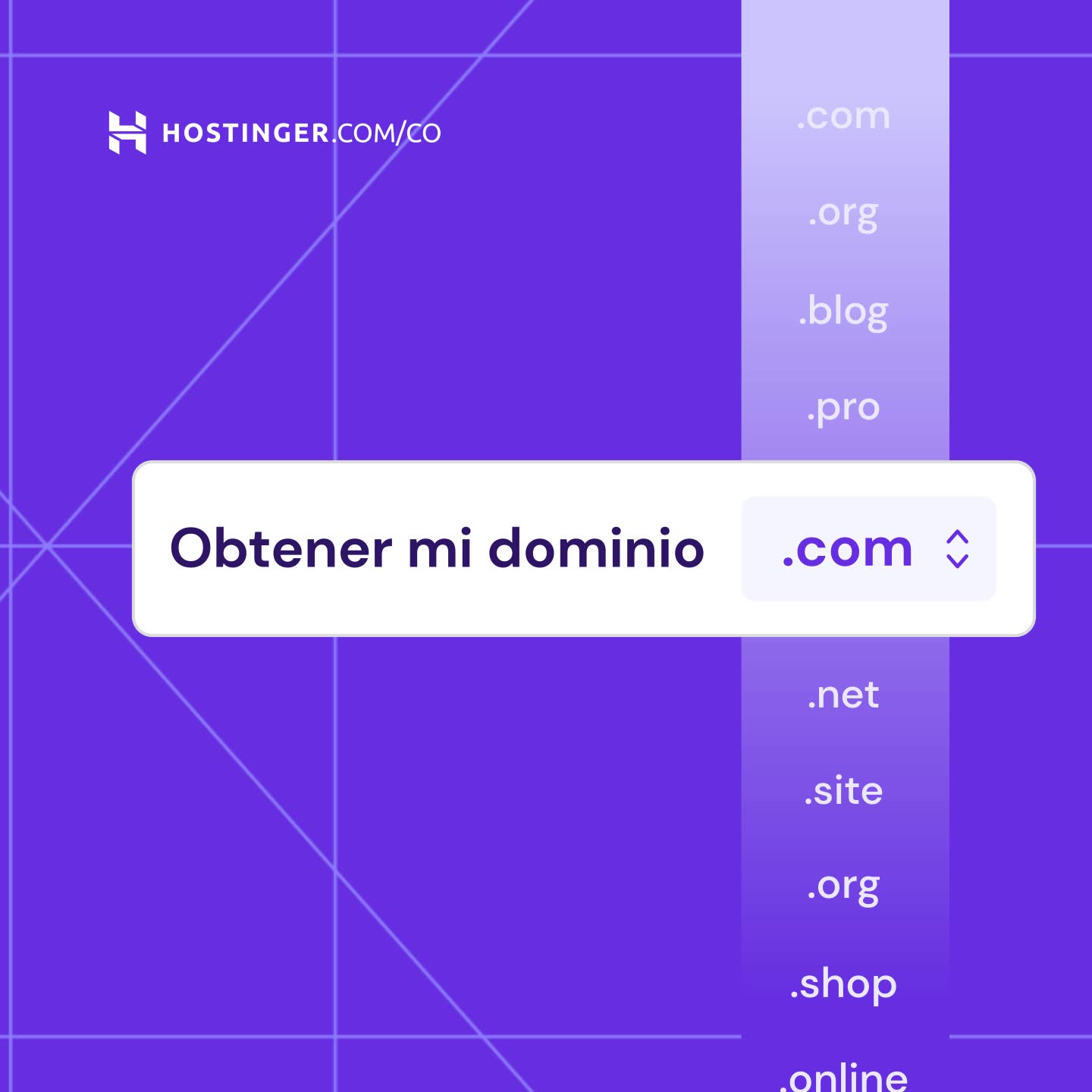 Hostinger Facebook ad: Destaca con un nombre de dominio único