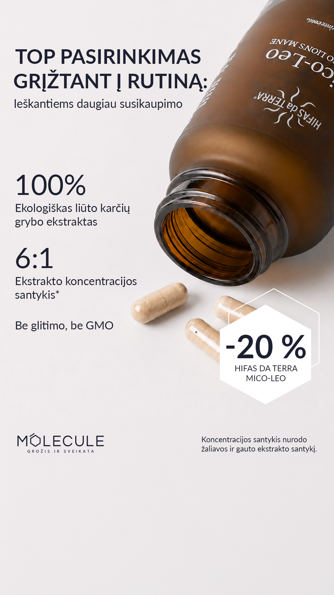 Molecule - sveikata/grožis/jaunystė Facebook ad: -20 % Mico-Leo