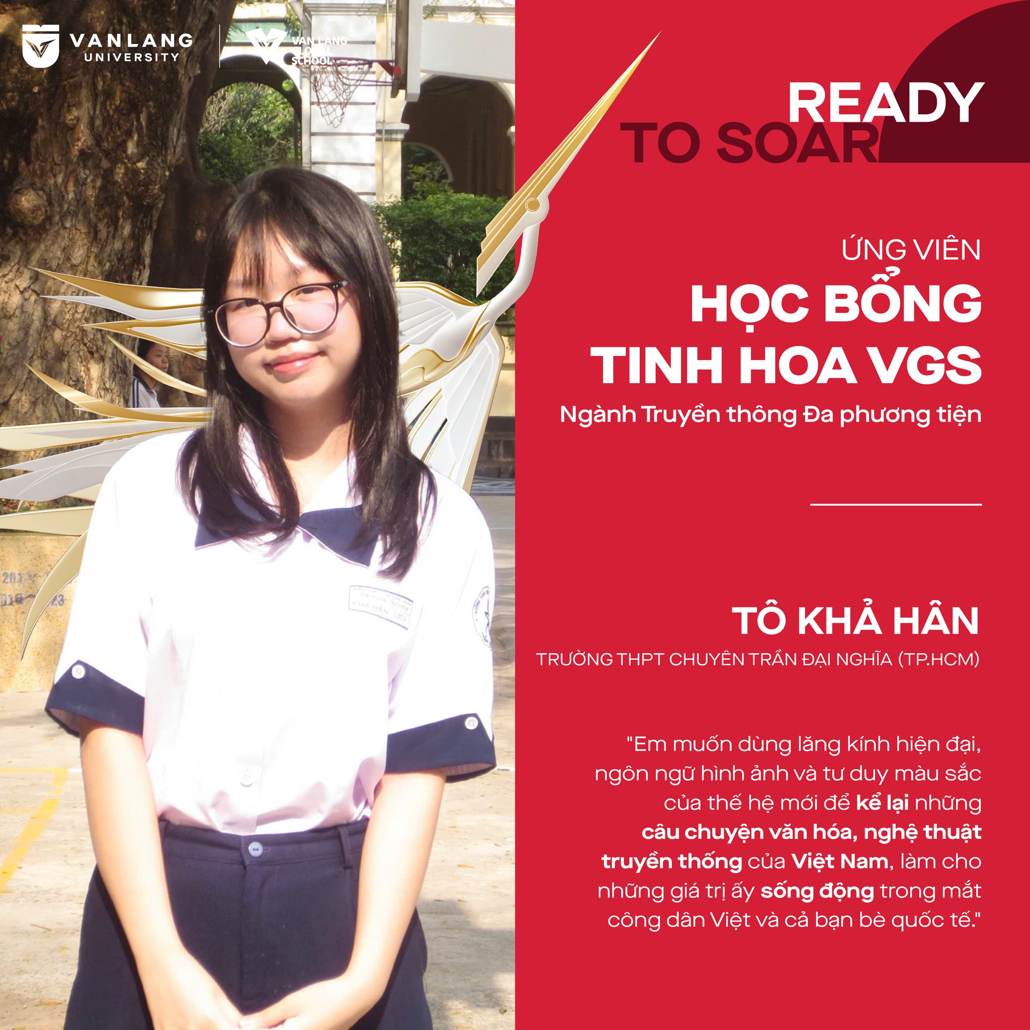 Van Lang University Facebook ad: READY TO SOAR: NỮ SINH CHUYÊN TRẦN ĐẠI…