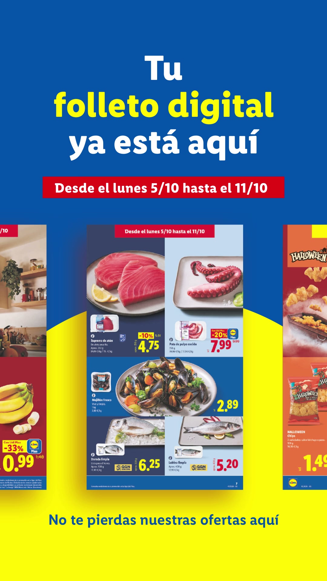 Lidl España Facebook ad: Haz clic aquí - Folleto del lunes 5/10 al domingo 11/10