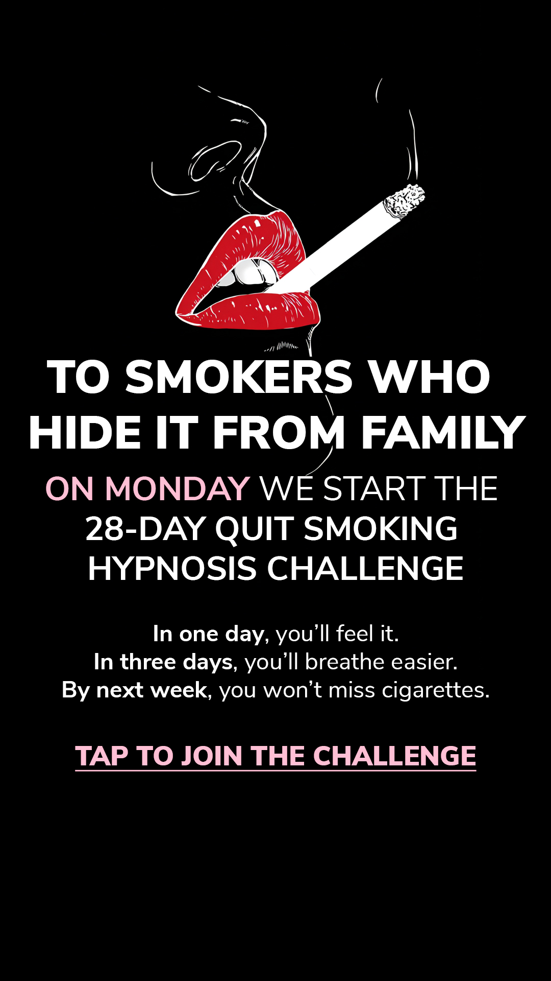 Hypnosis to Stop Smoking Facebook ad