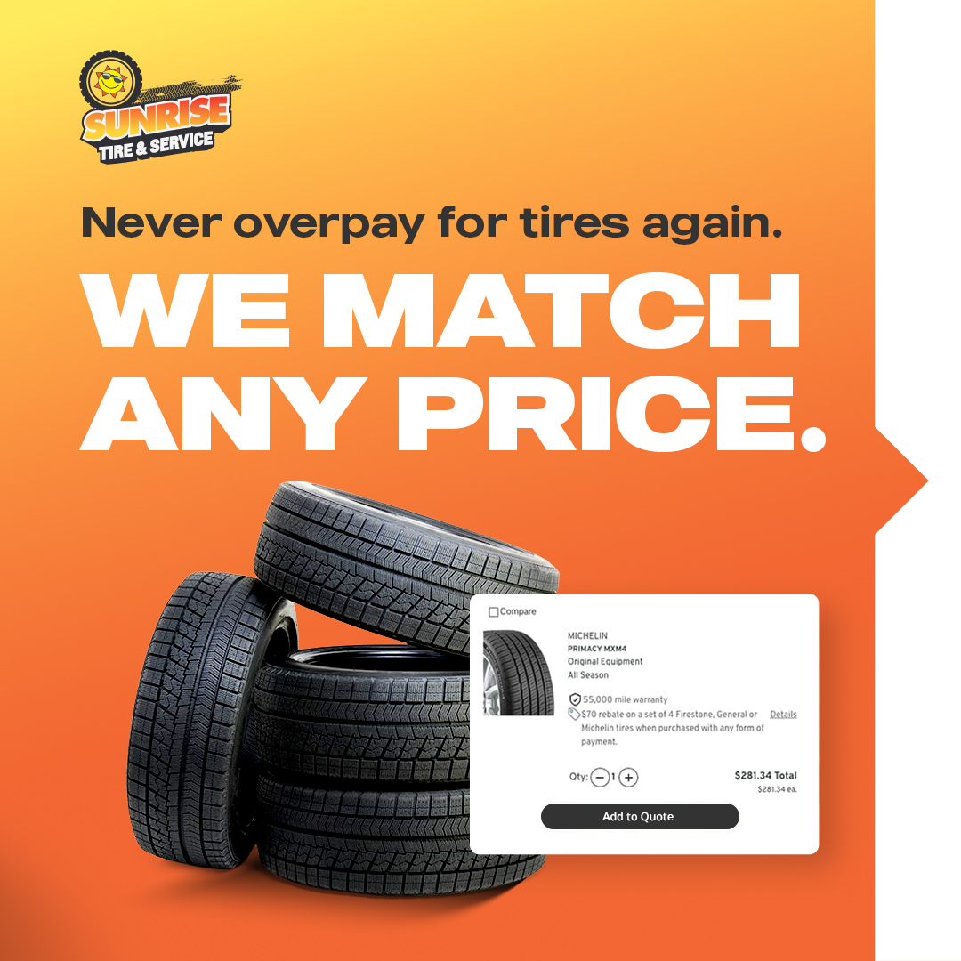 Sunrise Chevrolet Facebook ad: Don’t overpay for tires, we’ll match any price…