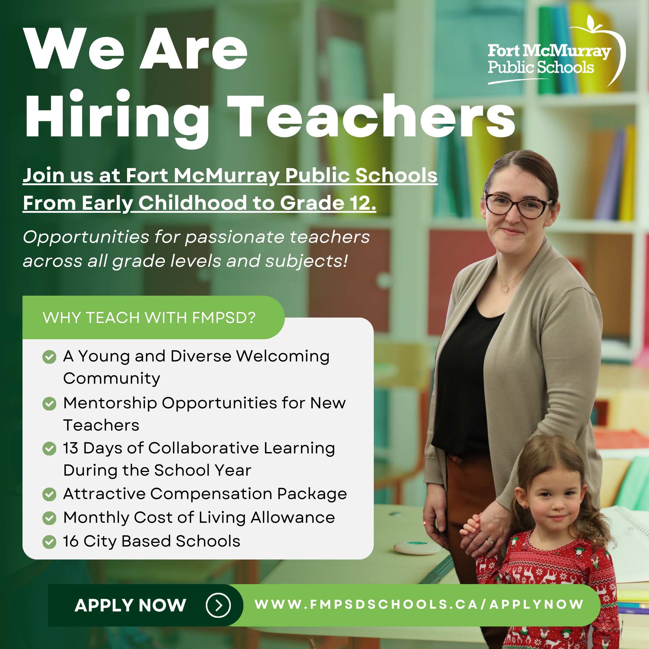Fort McMurray Public School Division Facebook ad: Join Our Team!