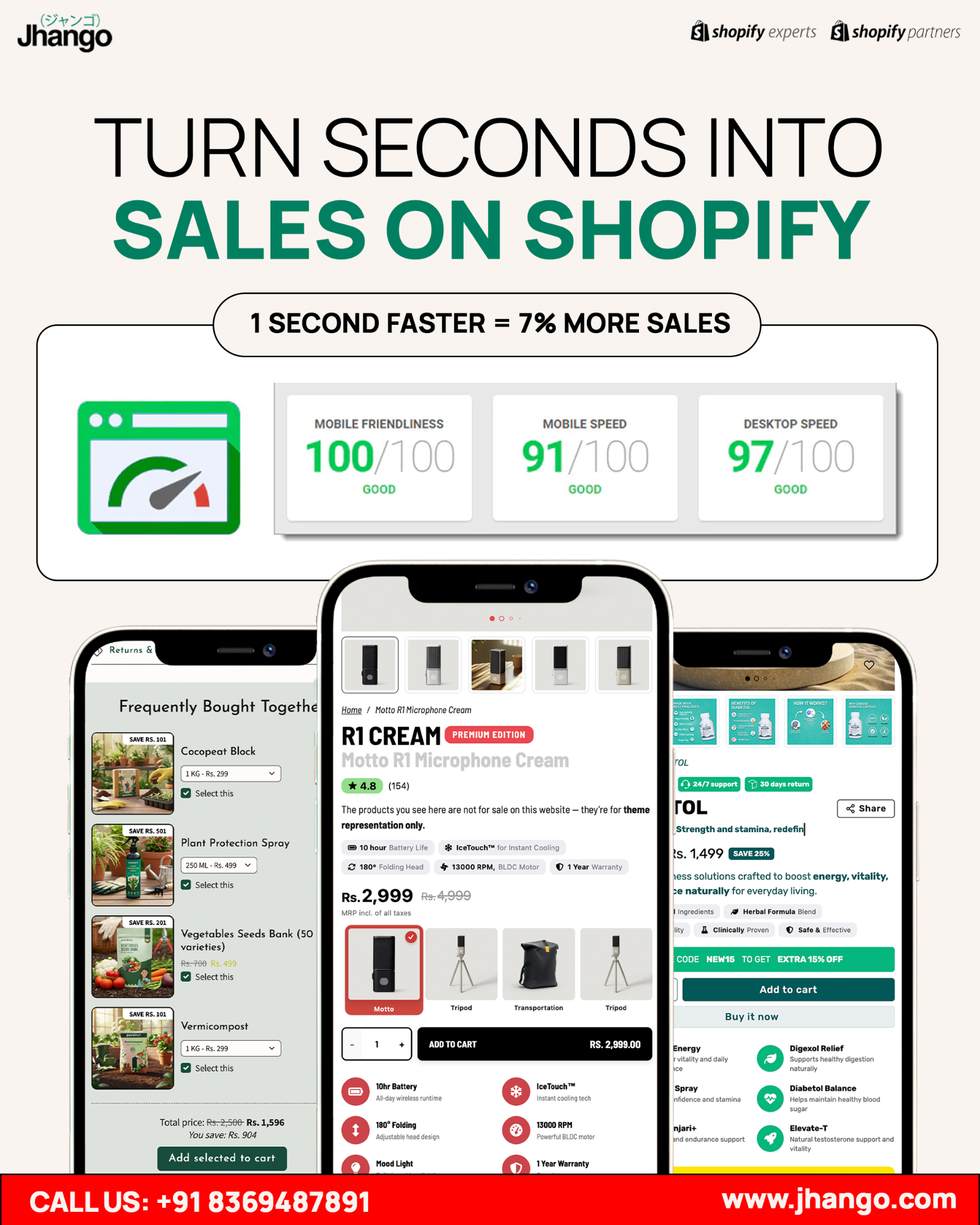 Jhango Facebook ad: Turn Seconds Into Sales | High-Speed Shopify Development