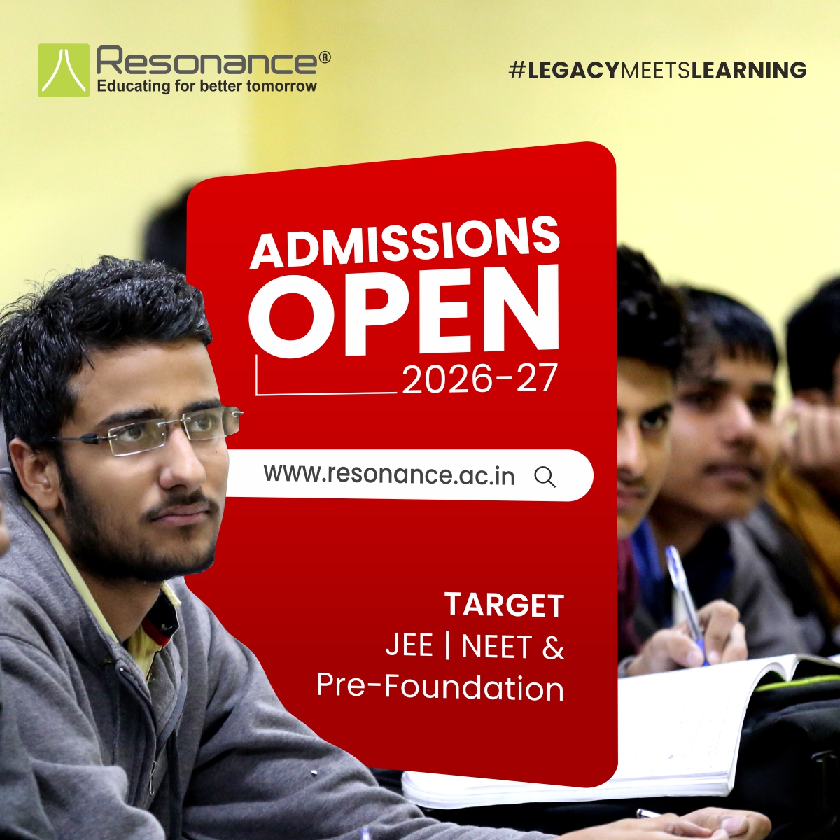 Resonance Eduventures Facebook ad: Admissions Open 2026-27
