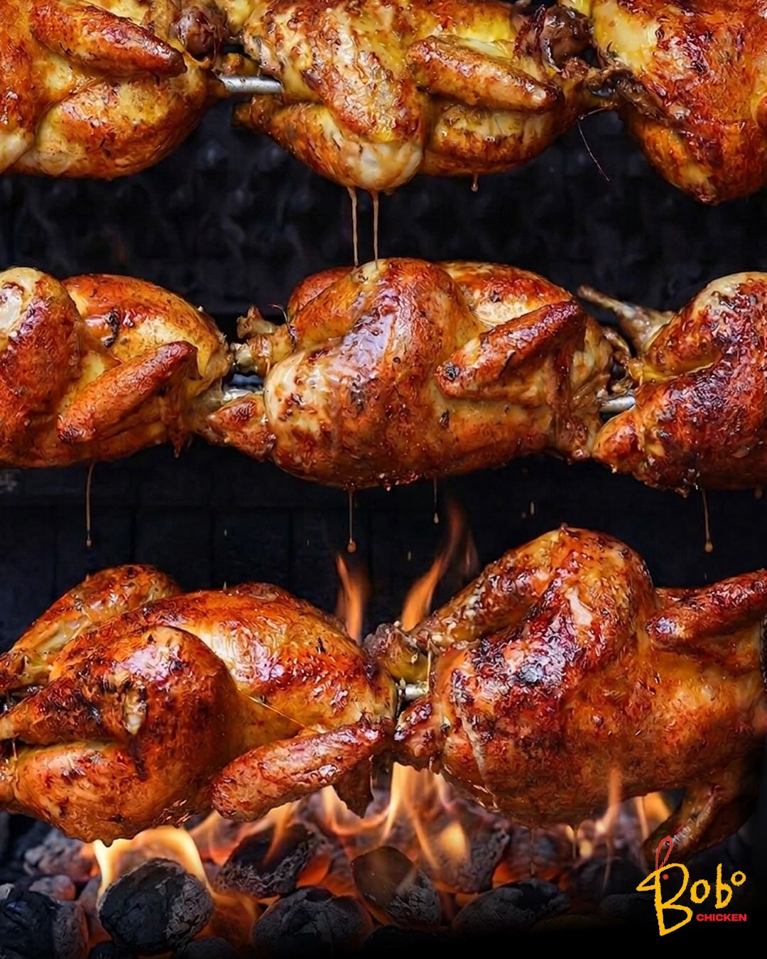 Bobo Chicken Facebook ad: Crispy. Juicy. Charcoal Chicken