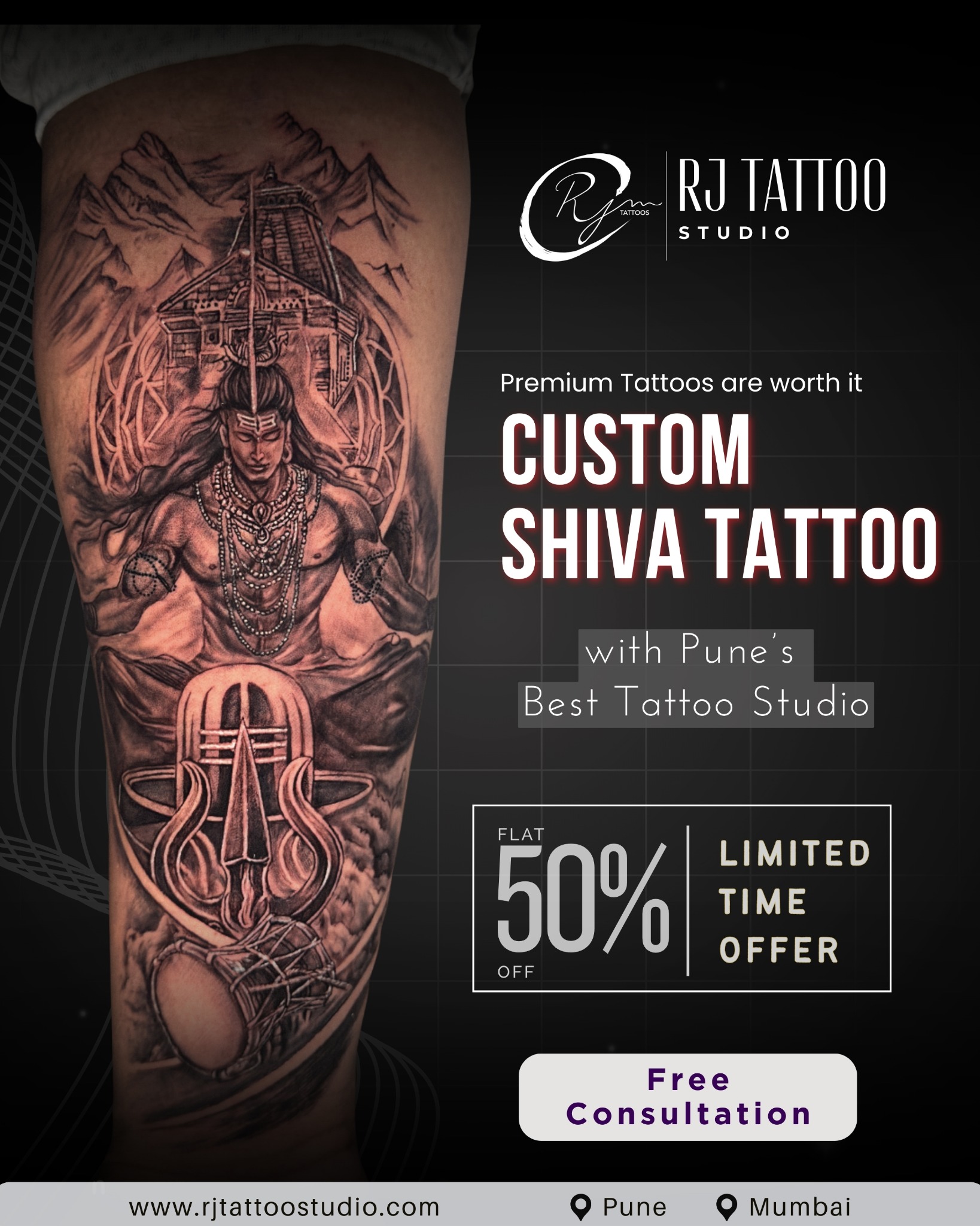 RJ Tattoo Studio Facebook ad: Every tattoo is more than ink, it’s devotion…
