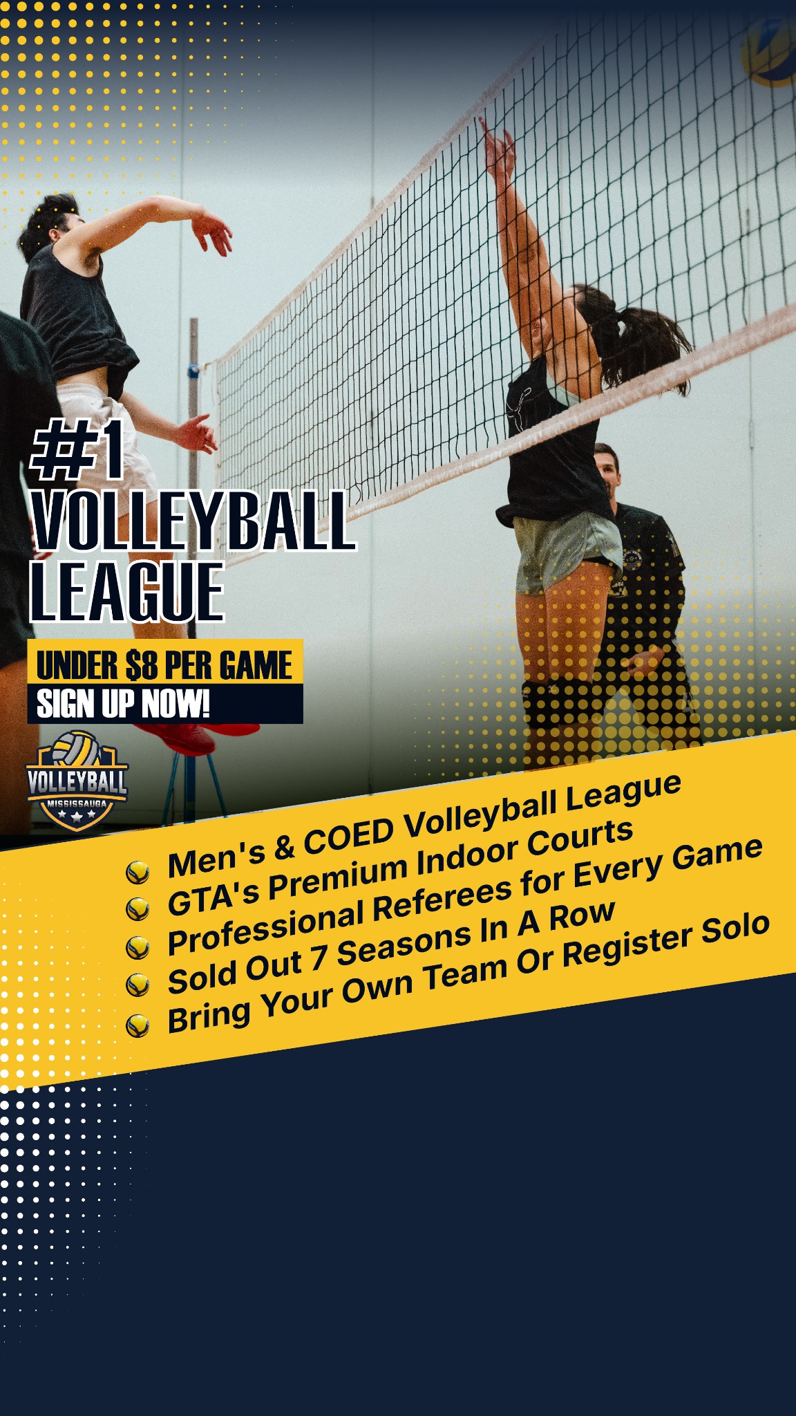 Volleyball Mississauga Facebook ad: Under $8 Per Game for a Limited Time!