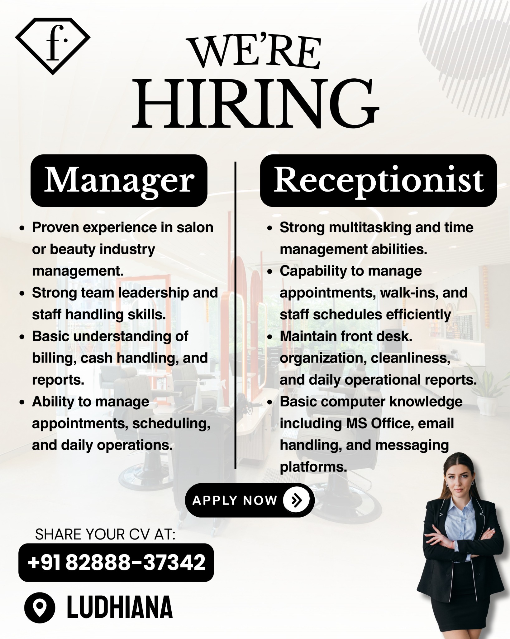 F Salon By FTV South City Ludhiana Facebook ad: Chat with us