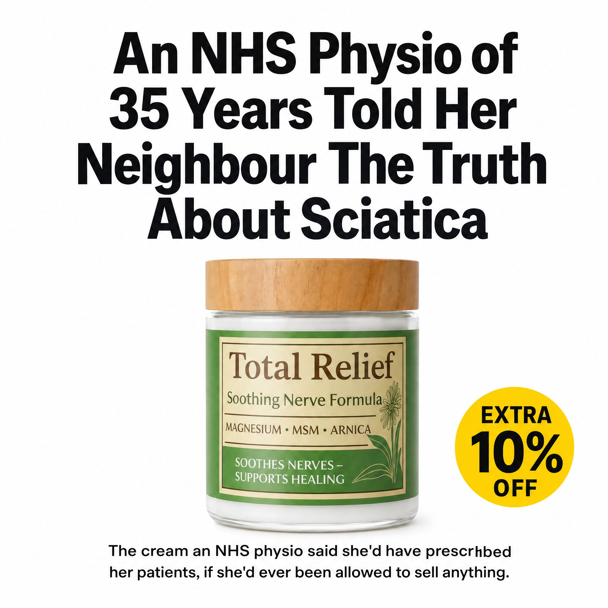 Harriet Whitcombe Wellness Tips Facebook ad: 6 Years of Sciatica. Gone in Weeks. Not Months.