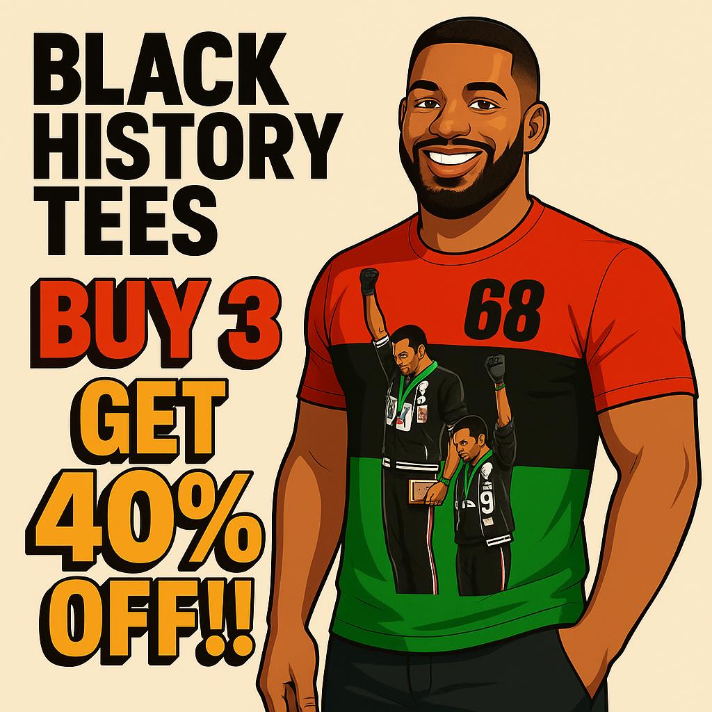 Melaninful Facebook ad: Buy 3 Get 40% OFF: Black Excellence Tees
