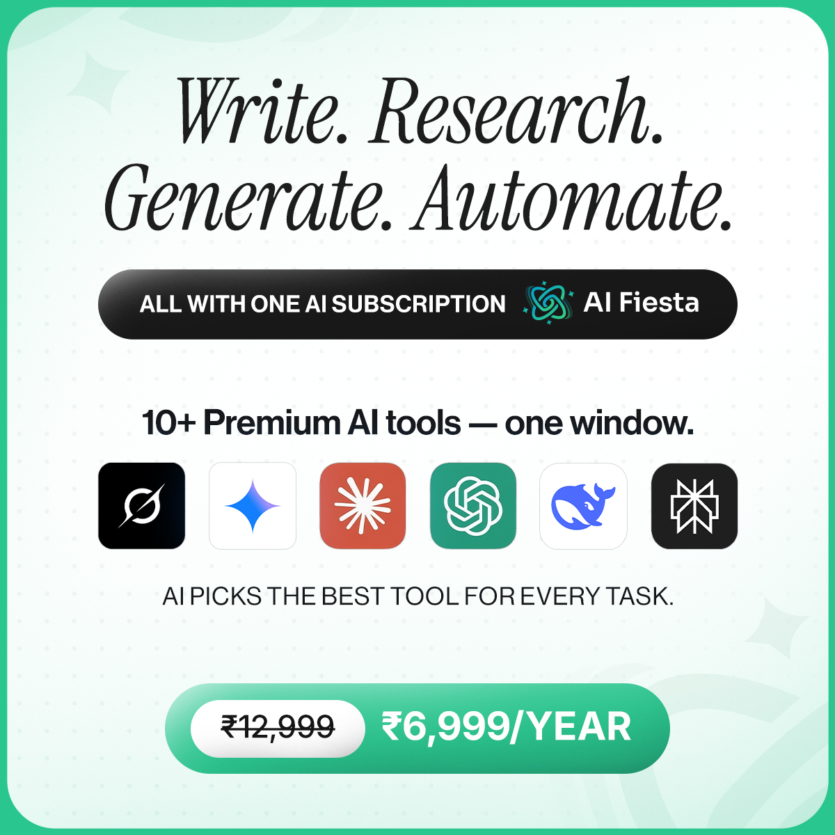 AiFiesta - Dhruv Rathee Facebook ad: One Subscription. 10+ AI Tools