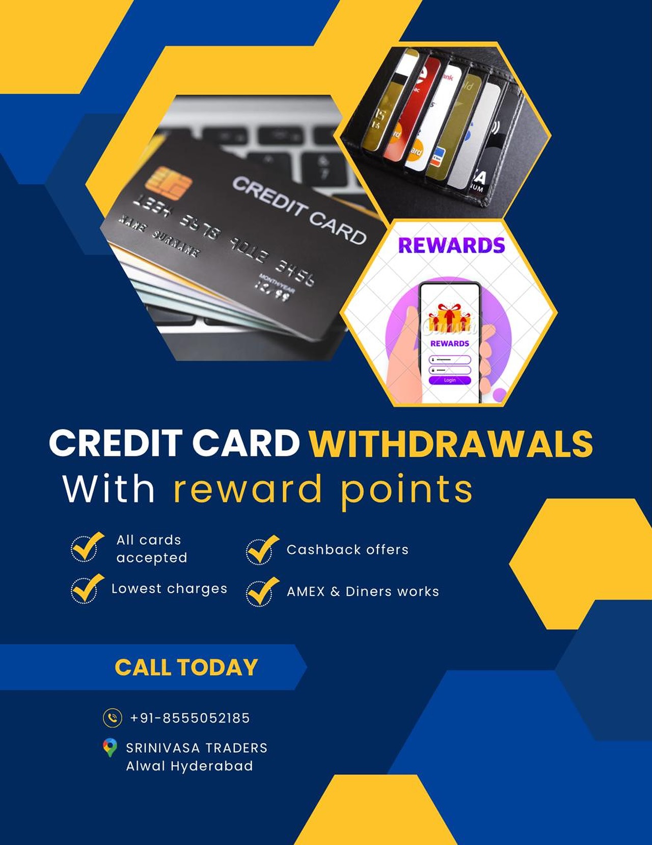 Srinivas traders Facebook ad: Now get reward points for credit card withdrawals…