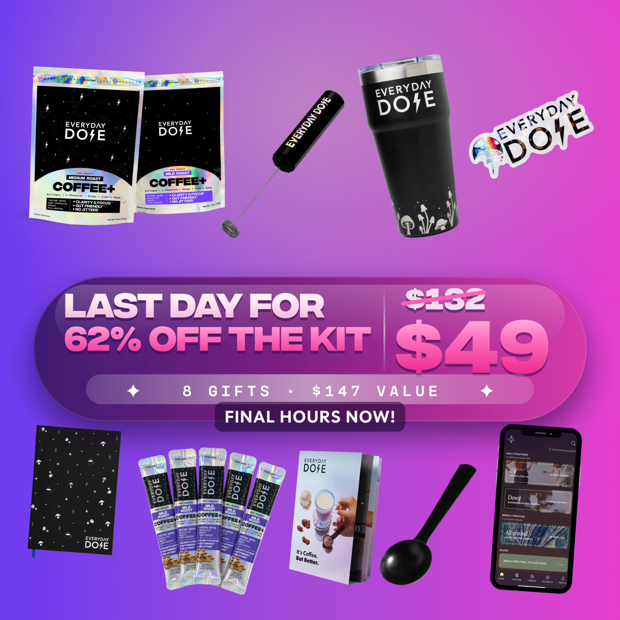 Everyday Dose Facebook ad: Pour Yourself Coffee That Does More
