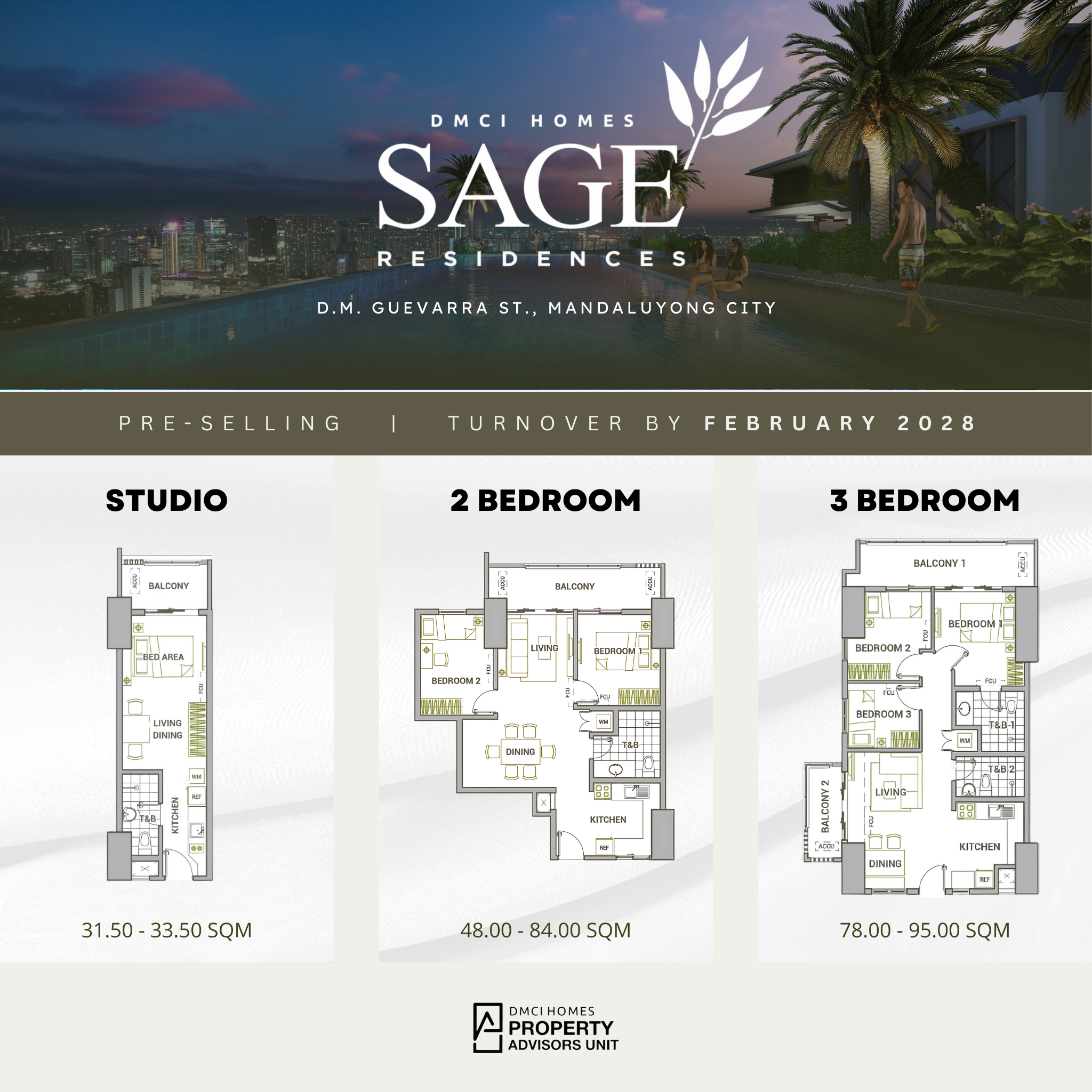 Sage Residences - DMCI Homes Property Advisors Unit. Facebook ad: Live Smart. Live Central. Live Sage.