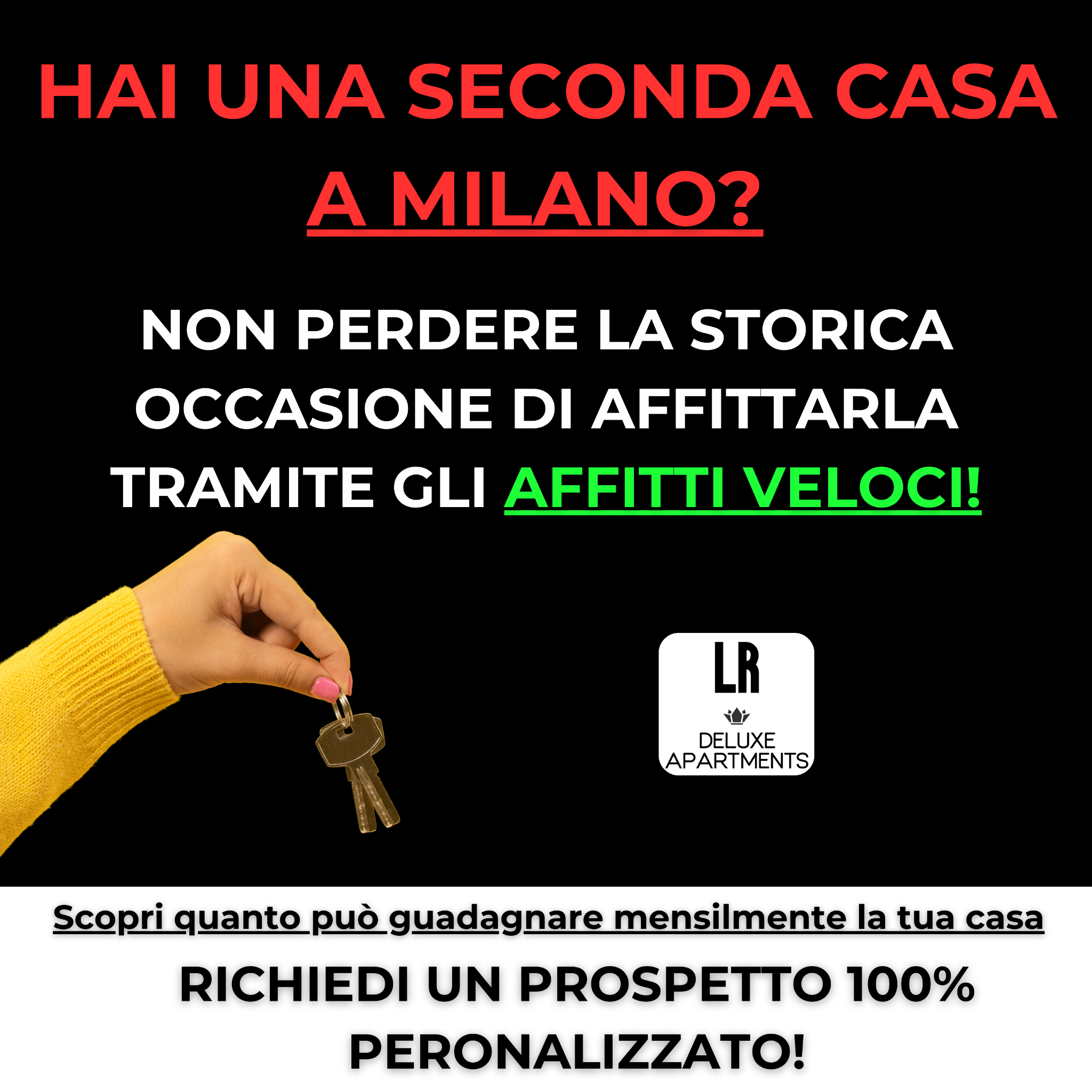LR Deluxe Apartments Facebook ad: Guadagna dal tuo immobile grazie agli affitti brevi!