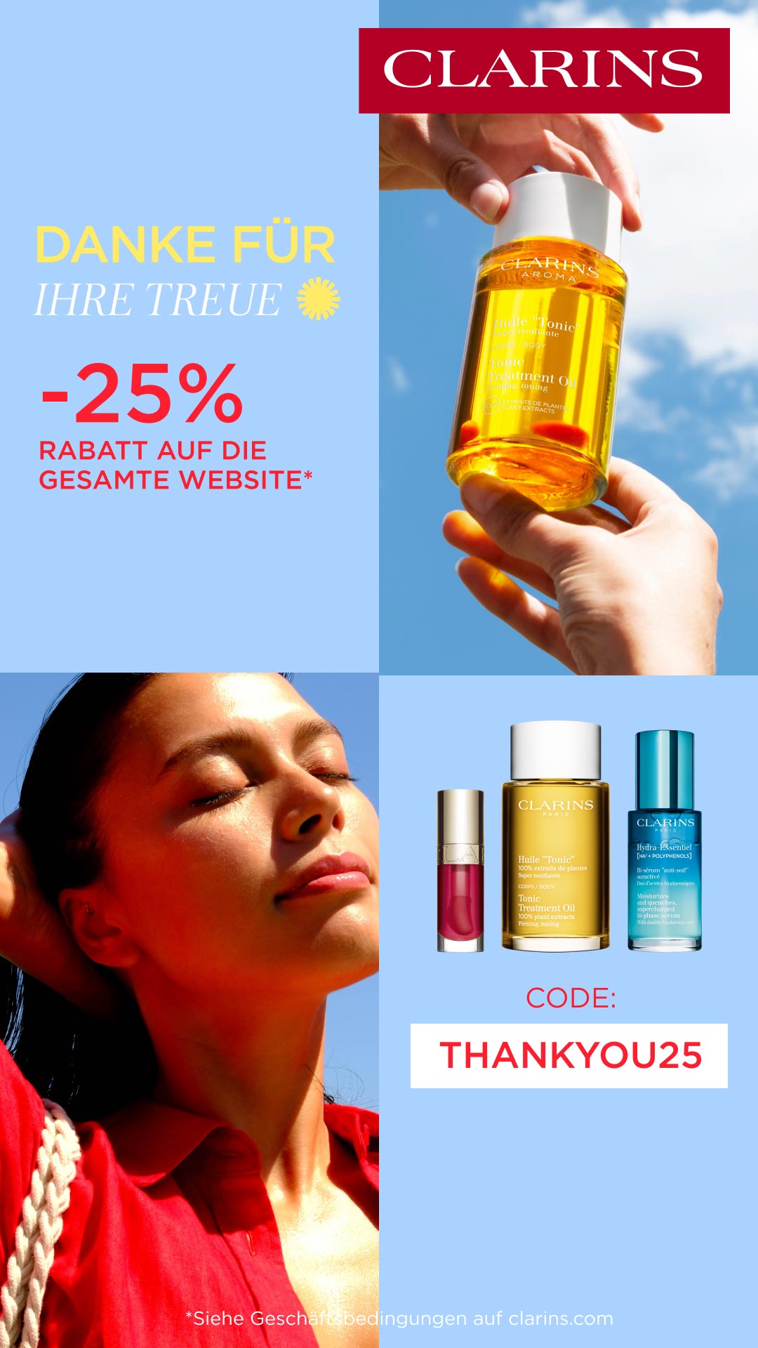 Clarins Austria Facebook ad from Jun 26, 2026