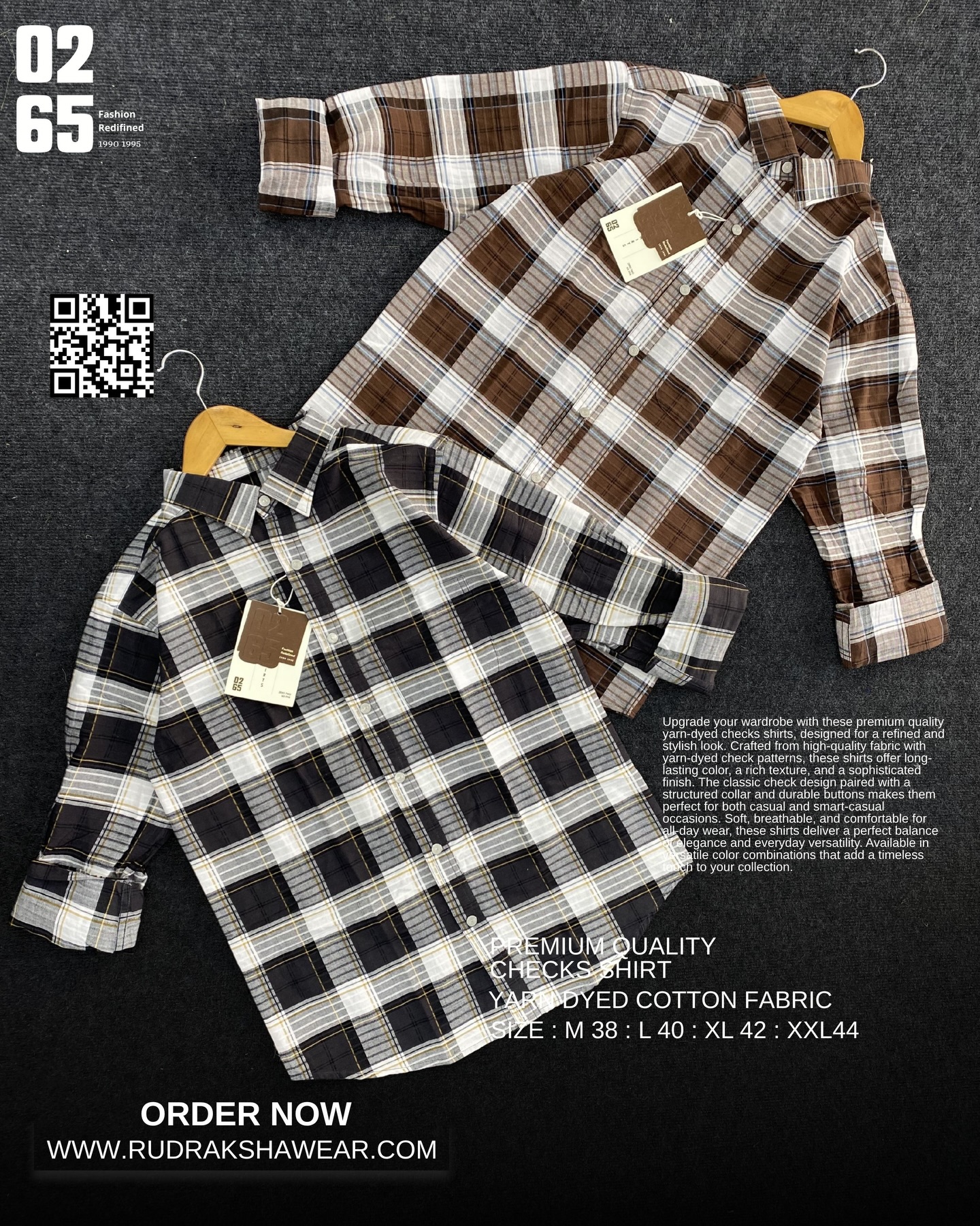Rudraksha Vadodara Facebook ad: 0265 Premium Cotton Yarn Dyed checks full sleeve…