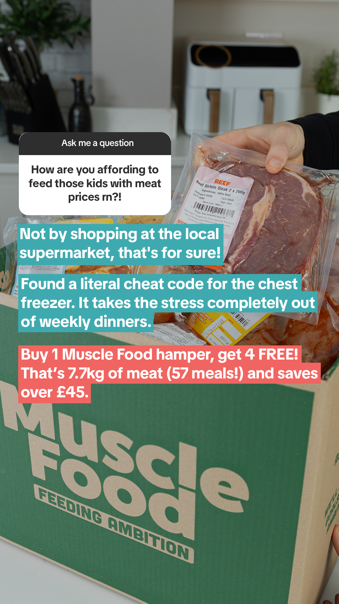 MuscleFood Facebook ad