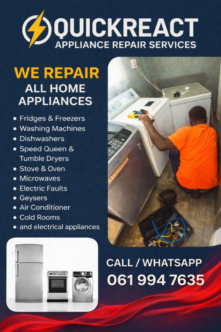 QuickReact Appliances Facebook ad from May 31, 2026