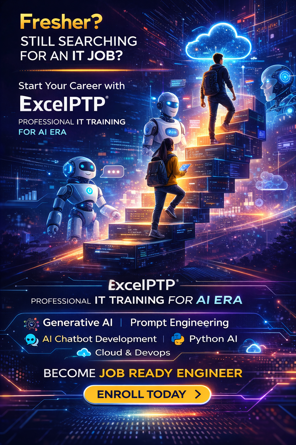 ExcelPTP - A Professional Training Program Facebook ad: Start Your IT Career From Zero to Job-Ready