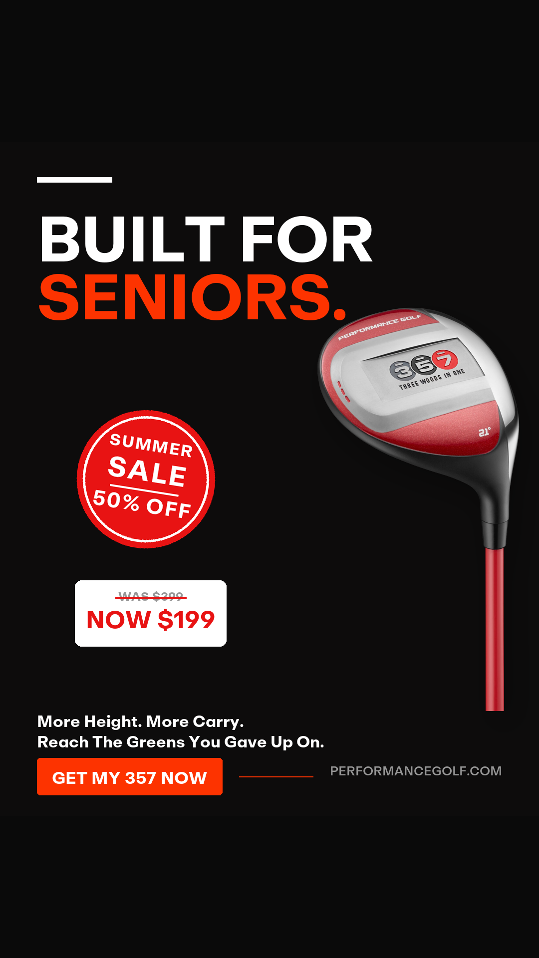 Performance Golf Facebook ad