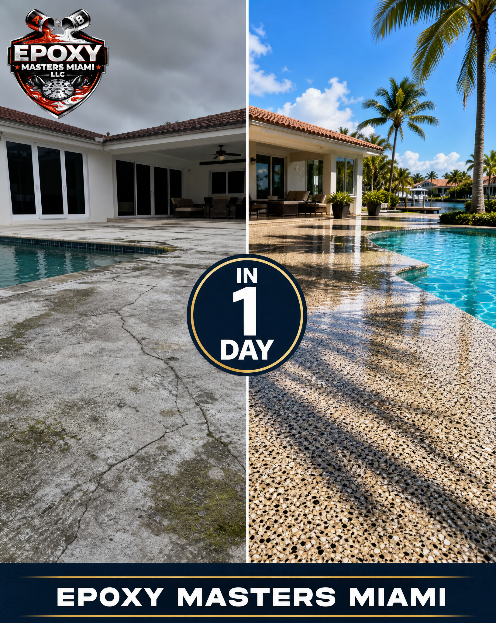 Epoxy masters miami Facebook ad: Before & after, in one day