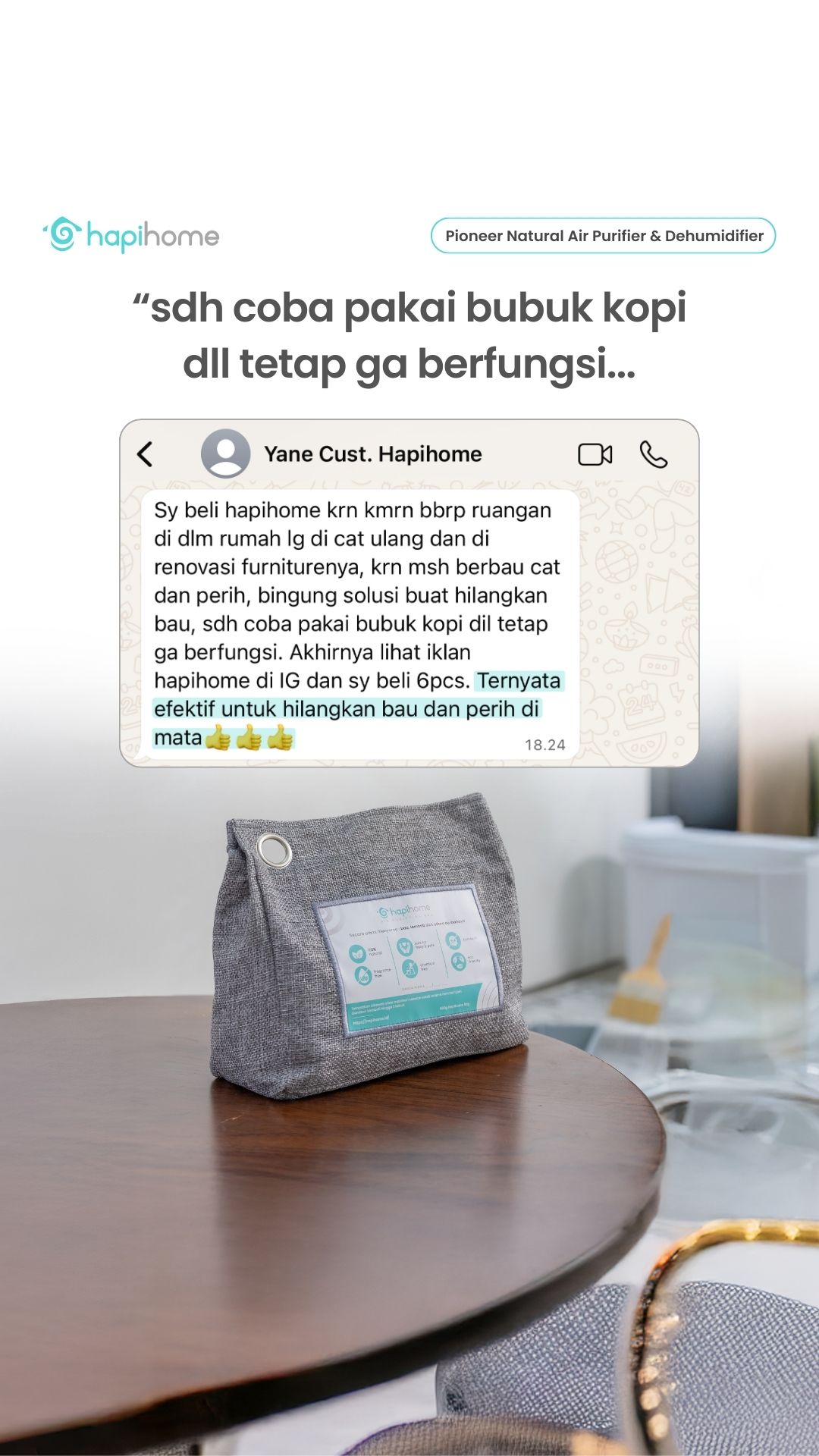 Hapihome.indonesia Facebook ad: Tersertifikasi International VERIFIED HEALTHIER AIR